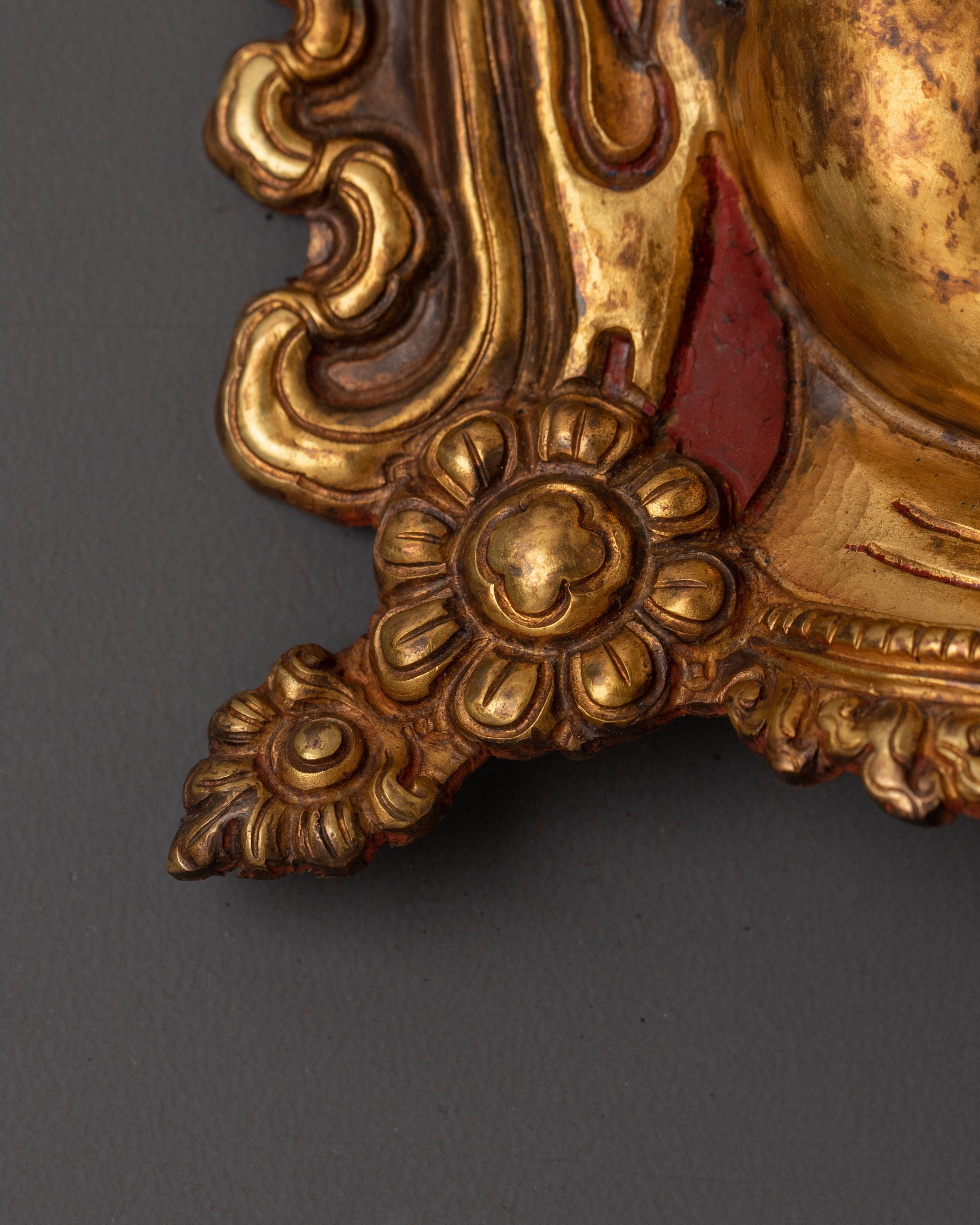 Tibetan Golden Tara Mask | Copper Gold Plated Buddhist Decor