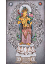 Nepali Pauba Print For The Practice Of Manjushri Mantra | Manjushri The Bodhisattva Of Wisdom Print