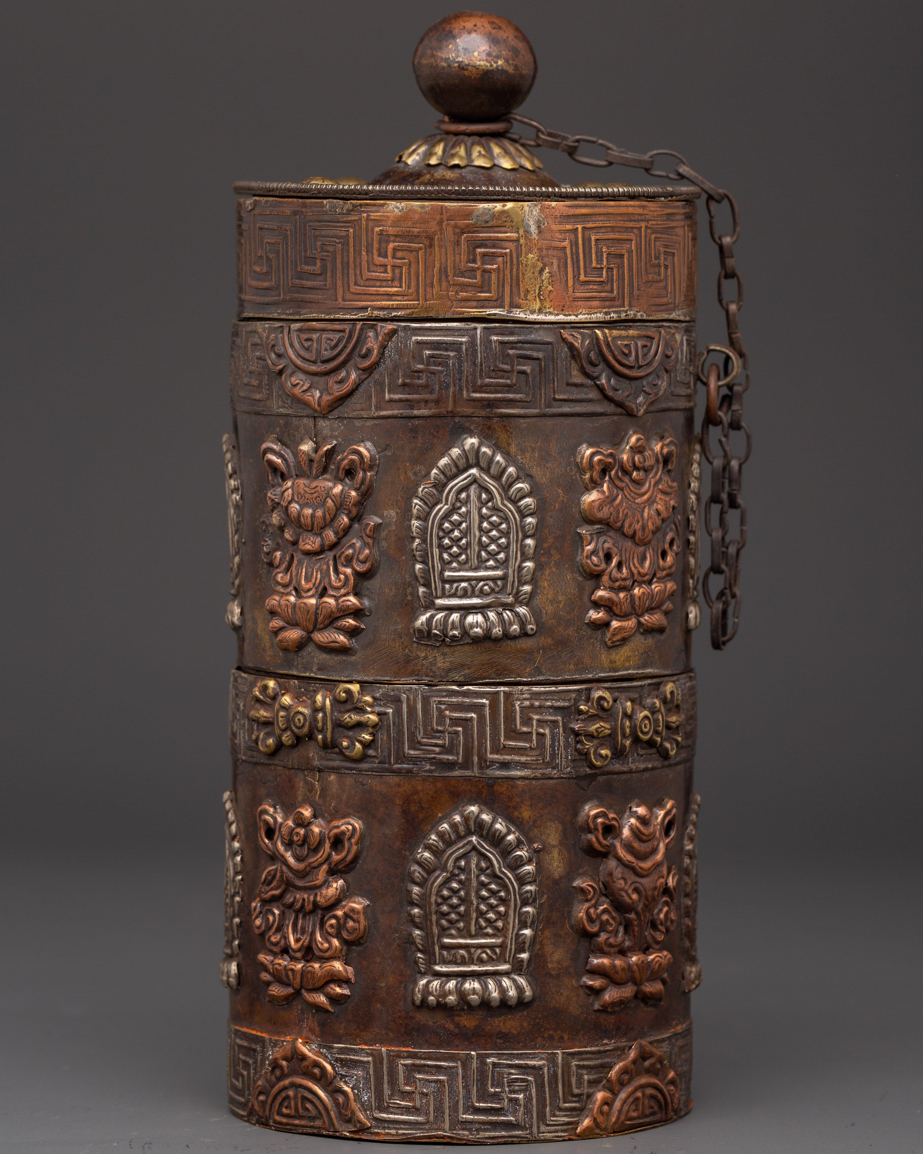 White Metal Rice Pot Ritual Vessel | With Copper Body for Spiritual Offerings