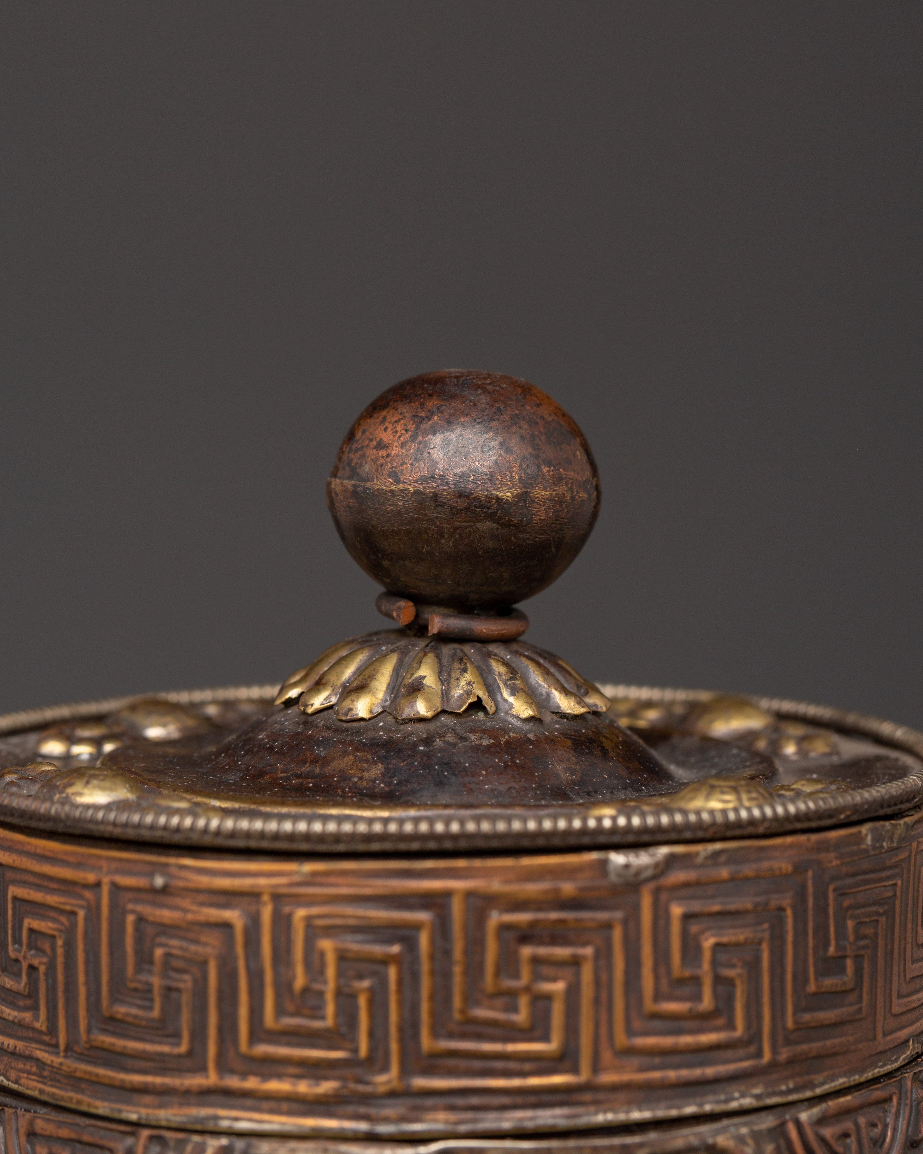 White Metal Rice Pot Ritual Vessel | With Copper Body for Spiritual Offerings