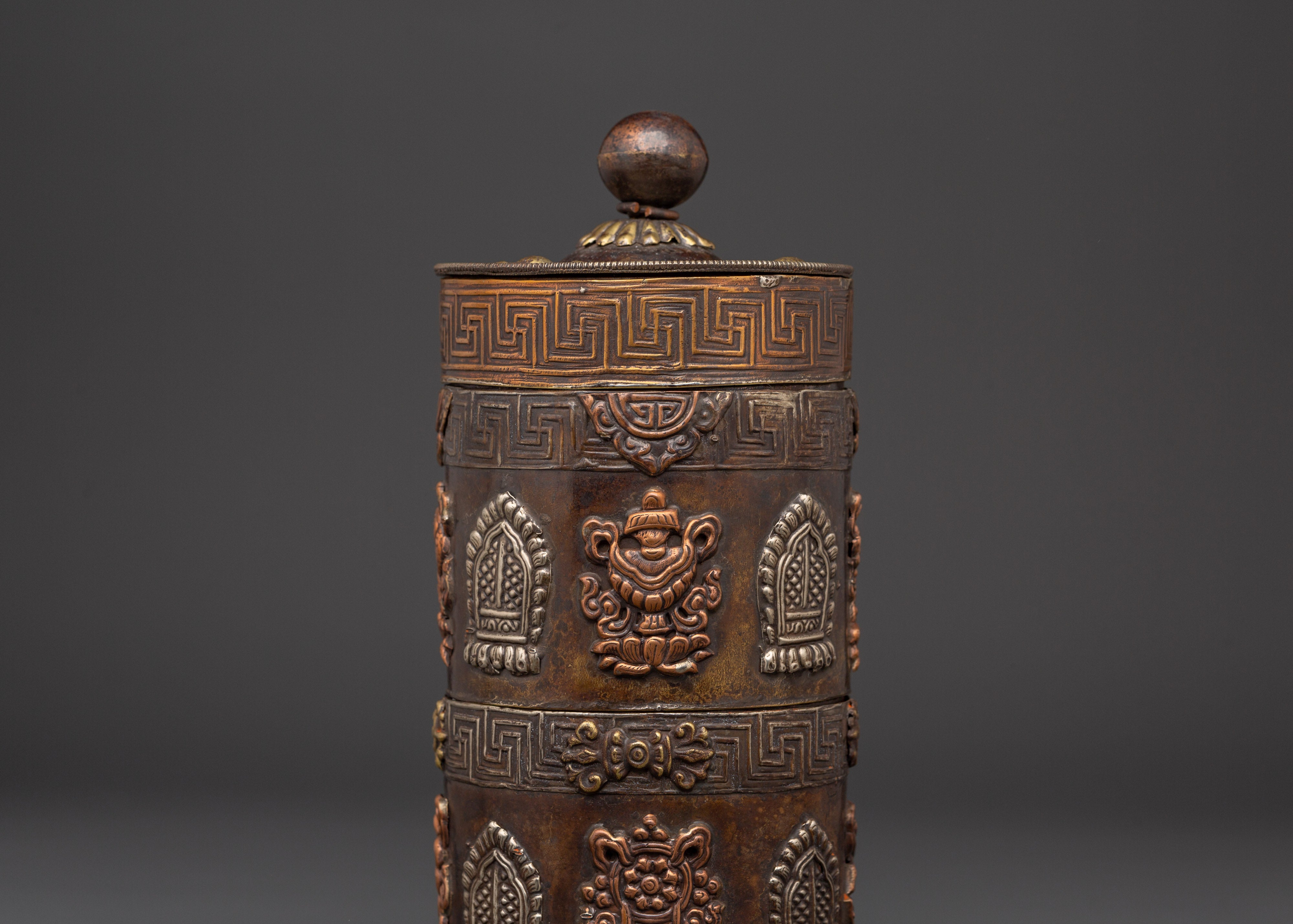 White Metal Rice Pot Ritual Vessel | With Copper Body for Spiritual Offerings