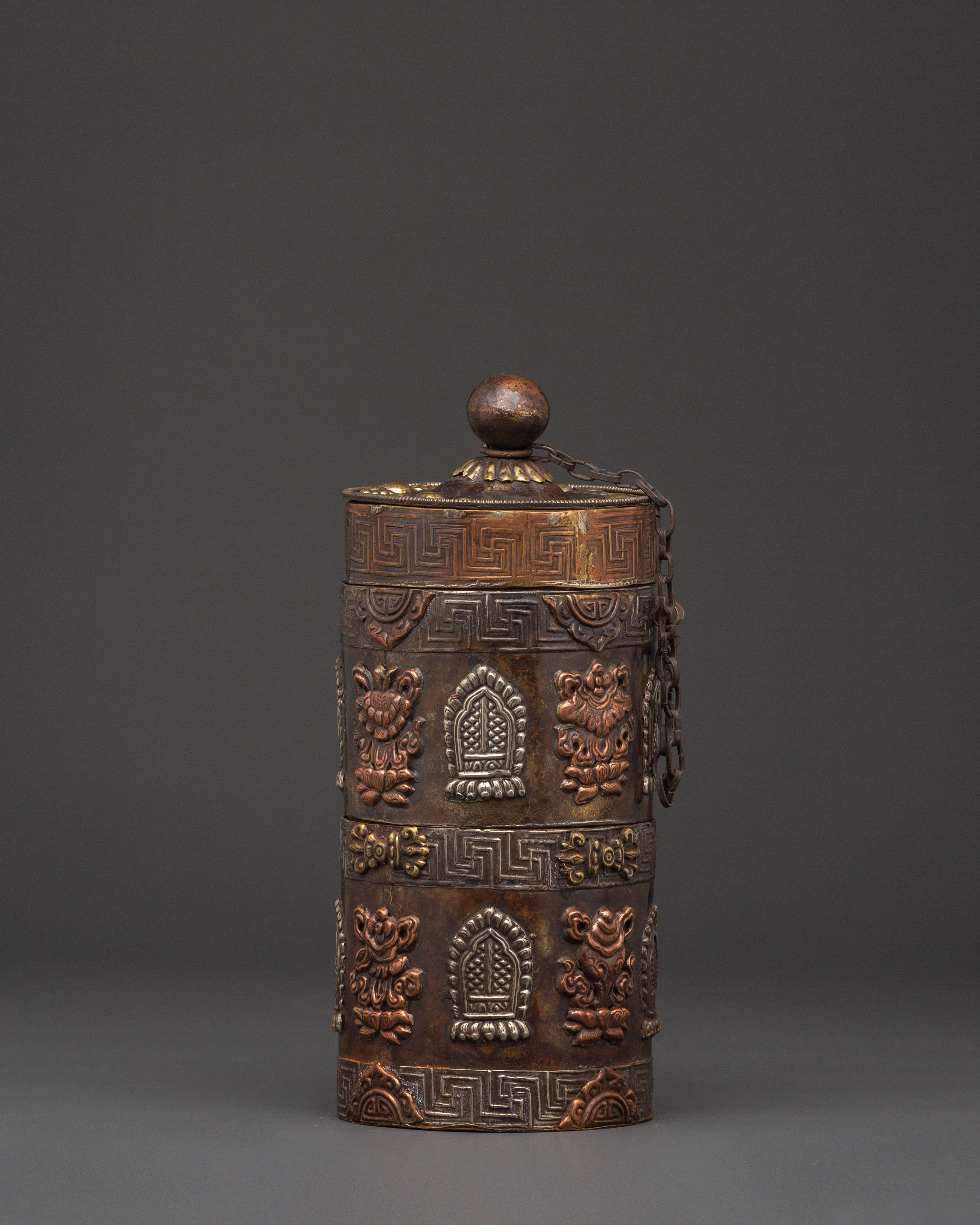 White Metal Rice Pot Ritual Vessel | With Copper Body for Spiritual Offerings