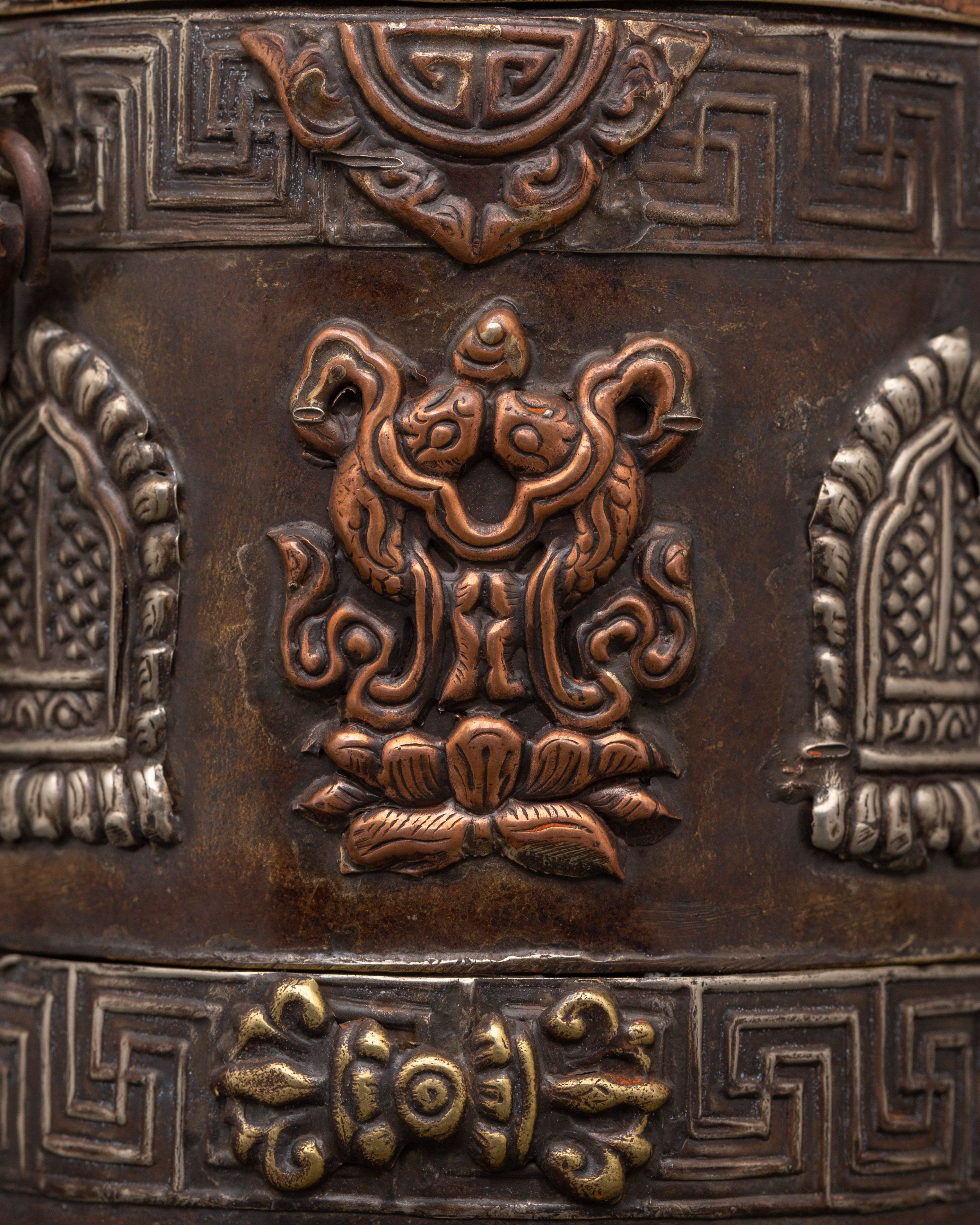 White Metal Rice Pot Ritual Vessel | With Copper Body for Spiritual Offerings