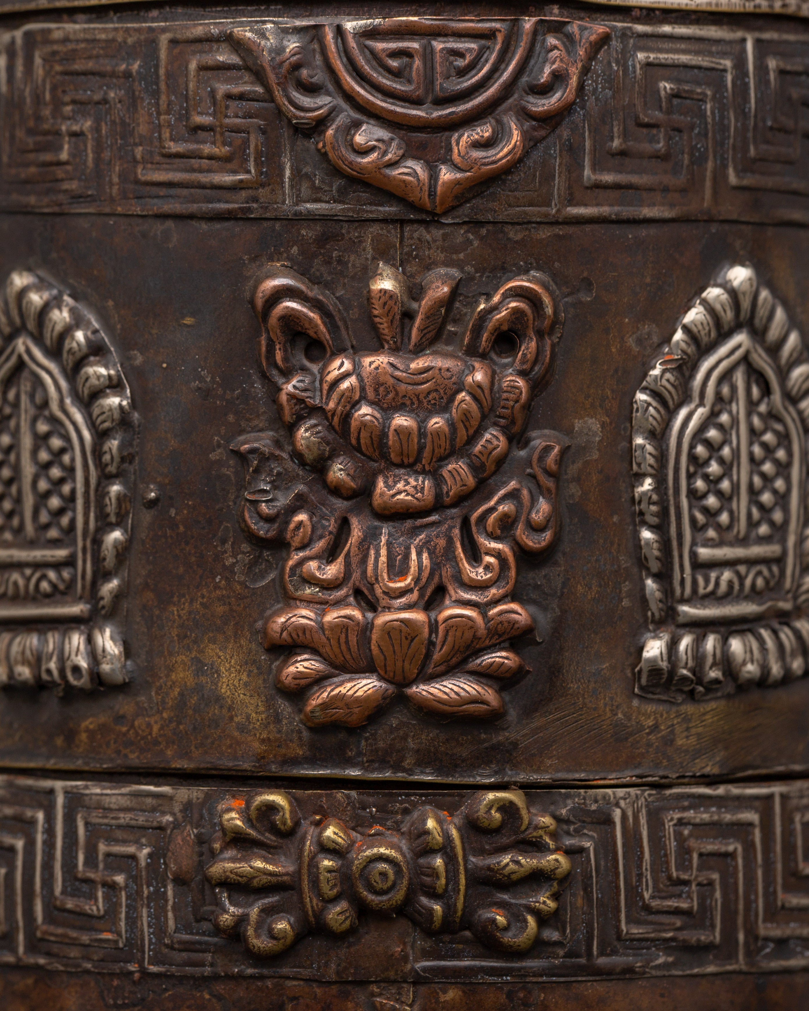 White Metal Rice Pot Ritual Vessel | With Copper Body for Spiritual Offerings
