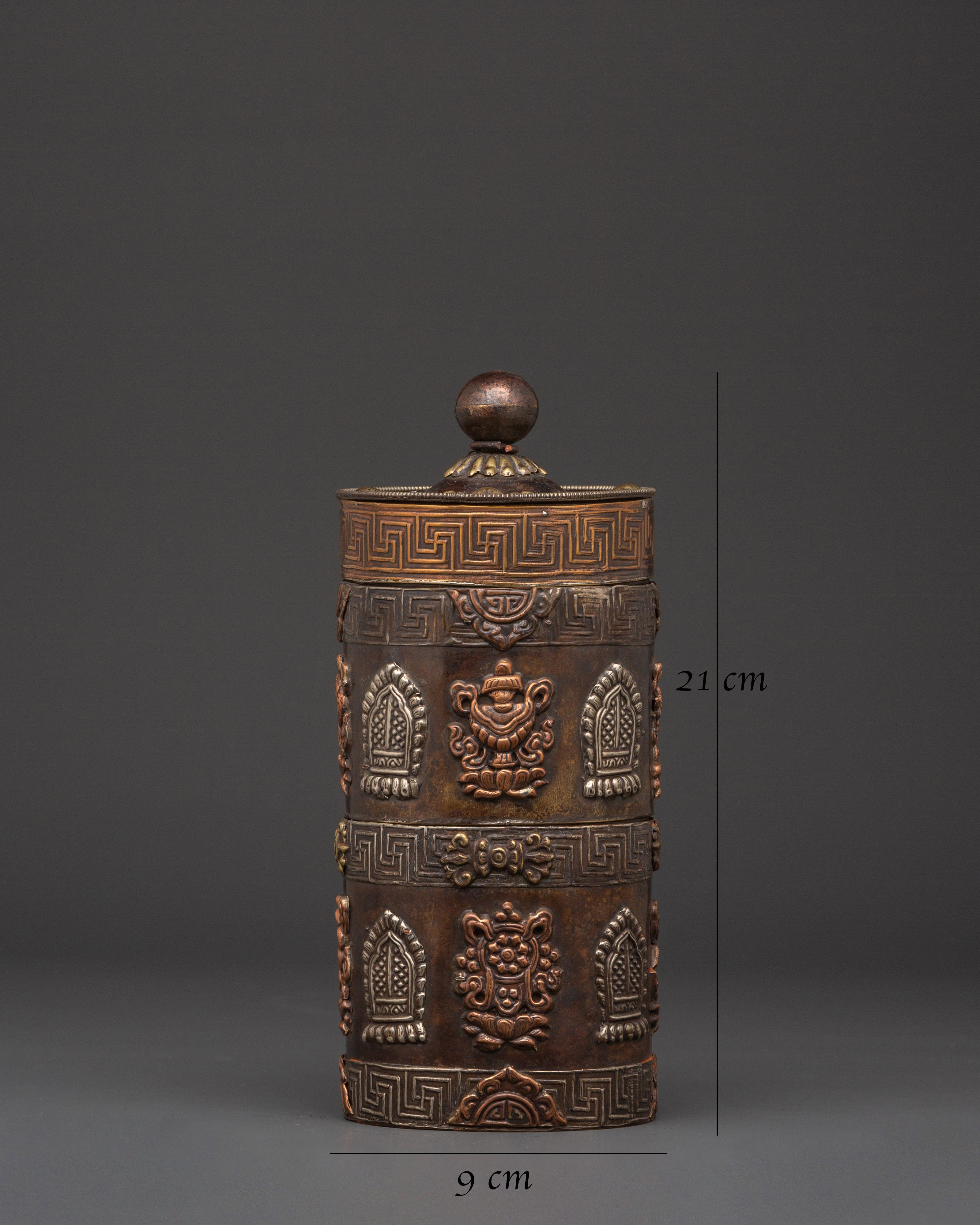 White Metal Rice Pot Ritual Vessel | With Copper Body for Spiritual Offerings