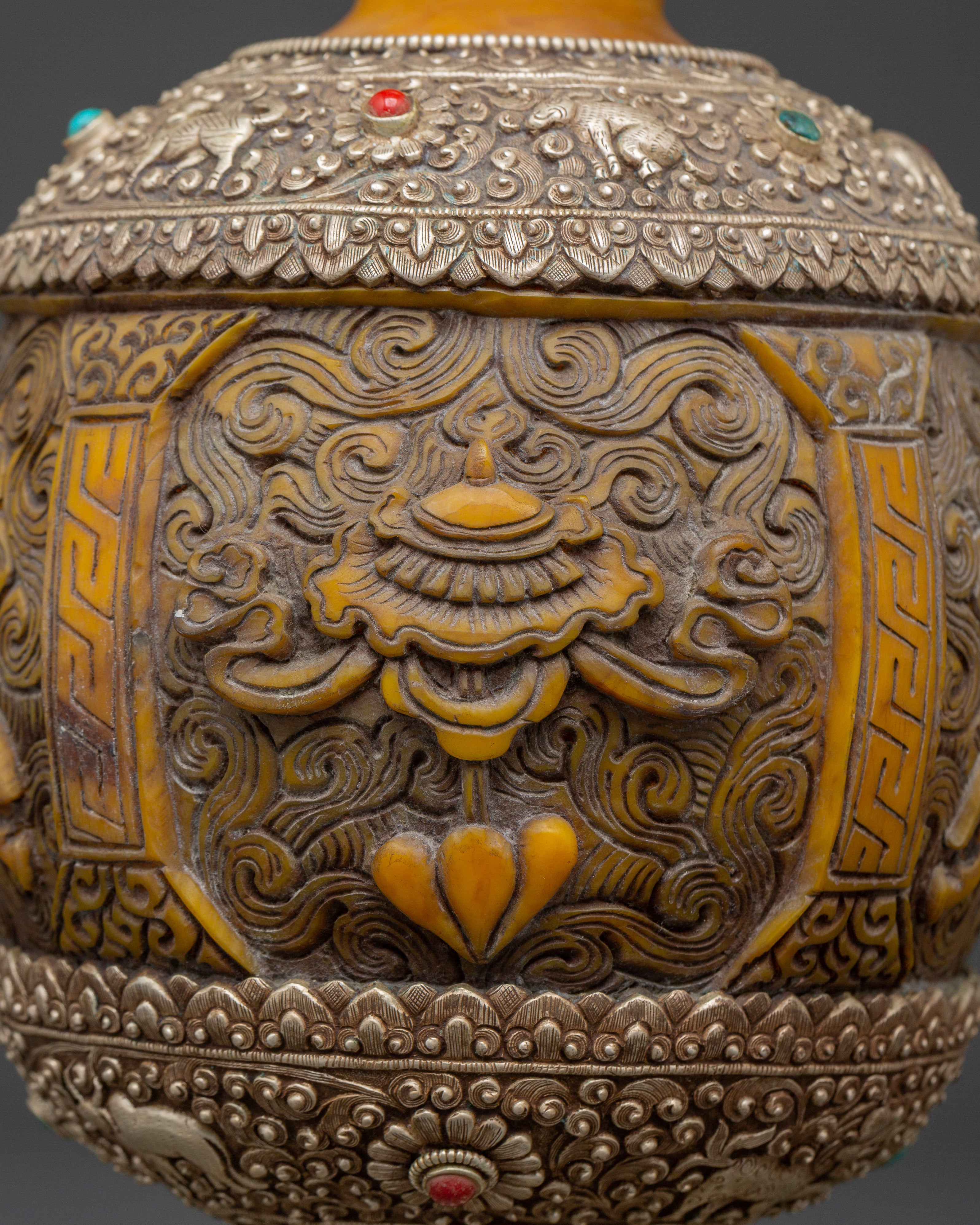 Traditional Tibetan Vase | Handcrafted Copper and Silver Plated Himalayan Flower Vase