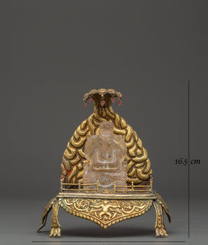 Handcrafted Crystal Ganesh Statue with Throne | Gold Plated Copper Base