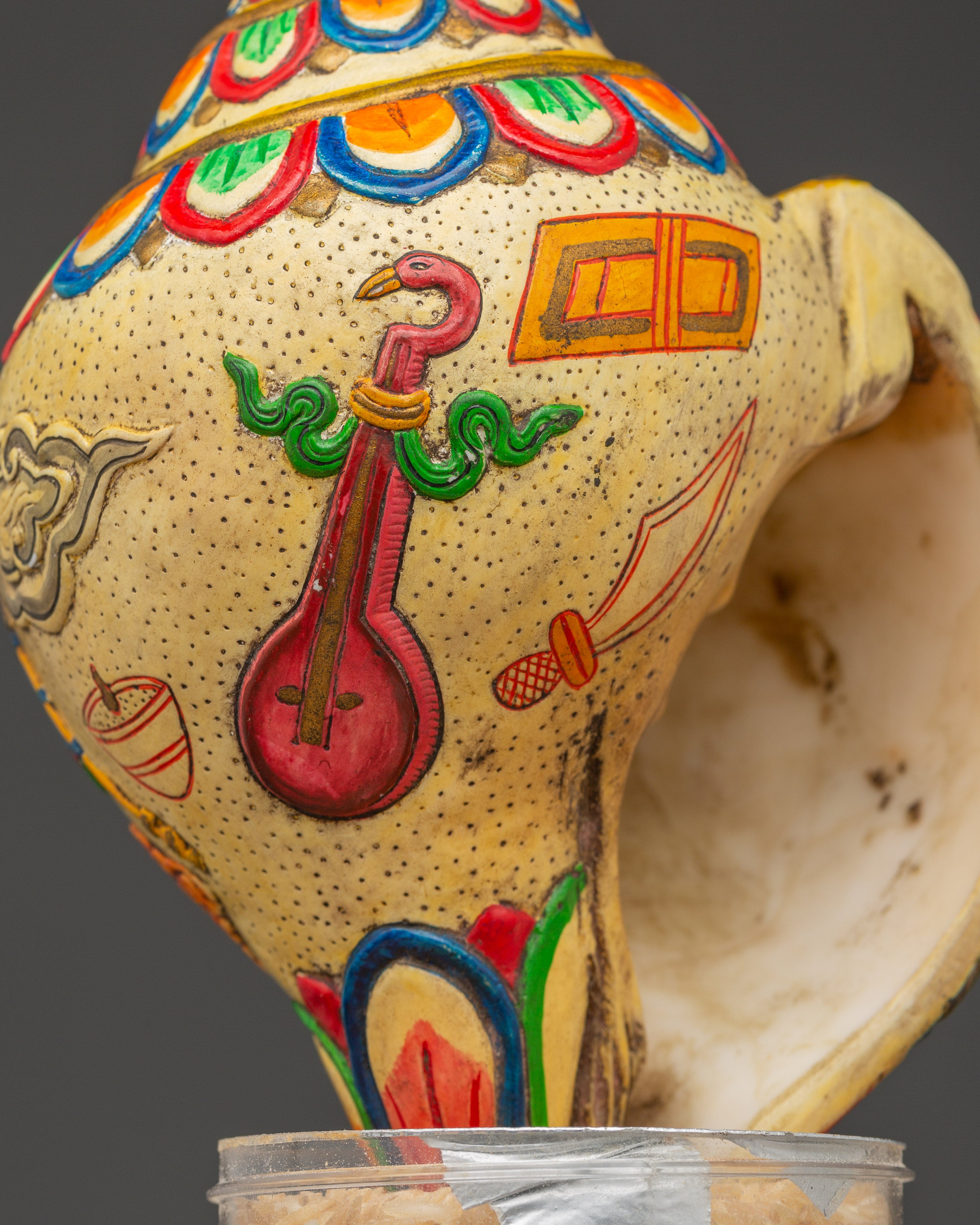 Tibetan Ritual Shankha | Hand-Painted Conch Shell with Acrylic Color