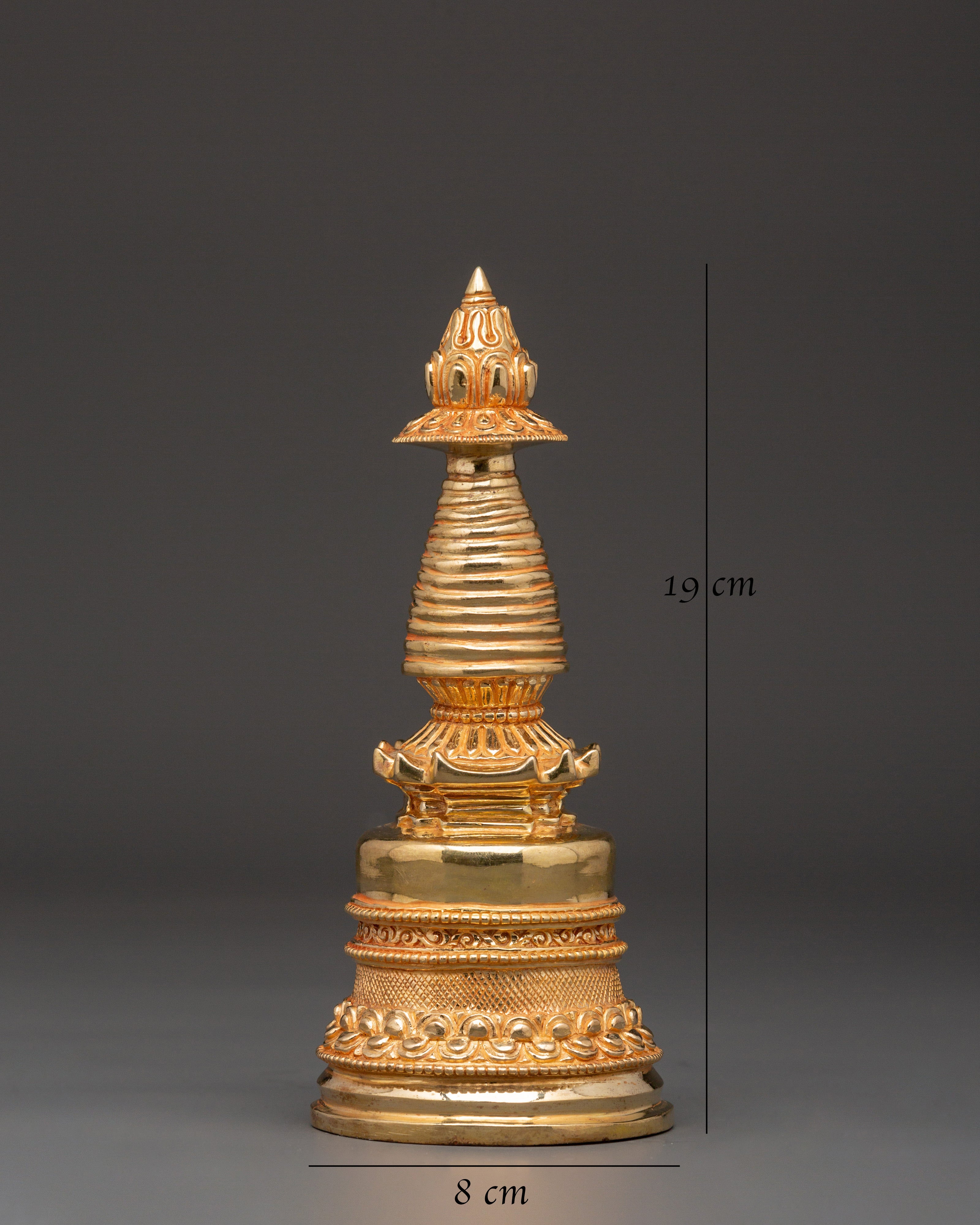 Sacred Gold Plated Stupa | For Meditation and Spiritual Spaces