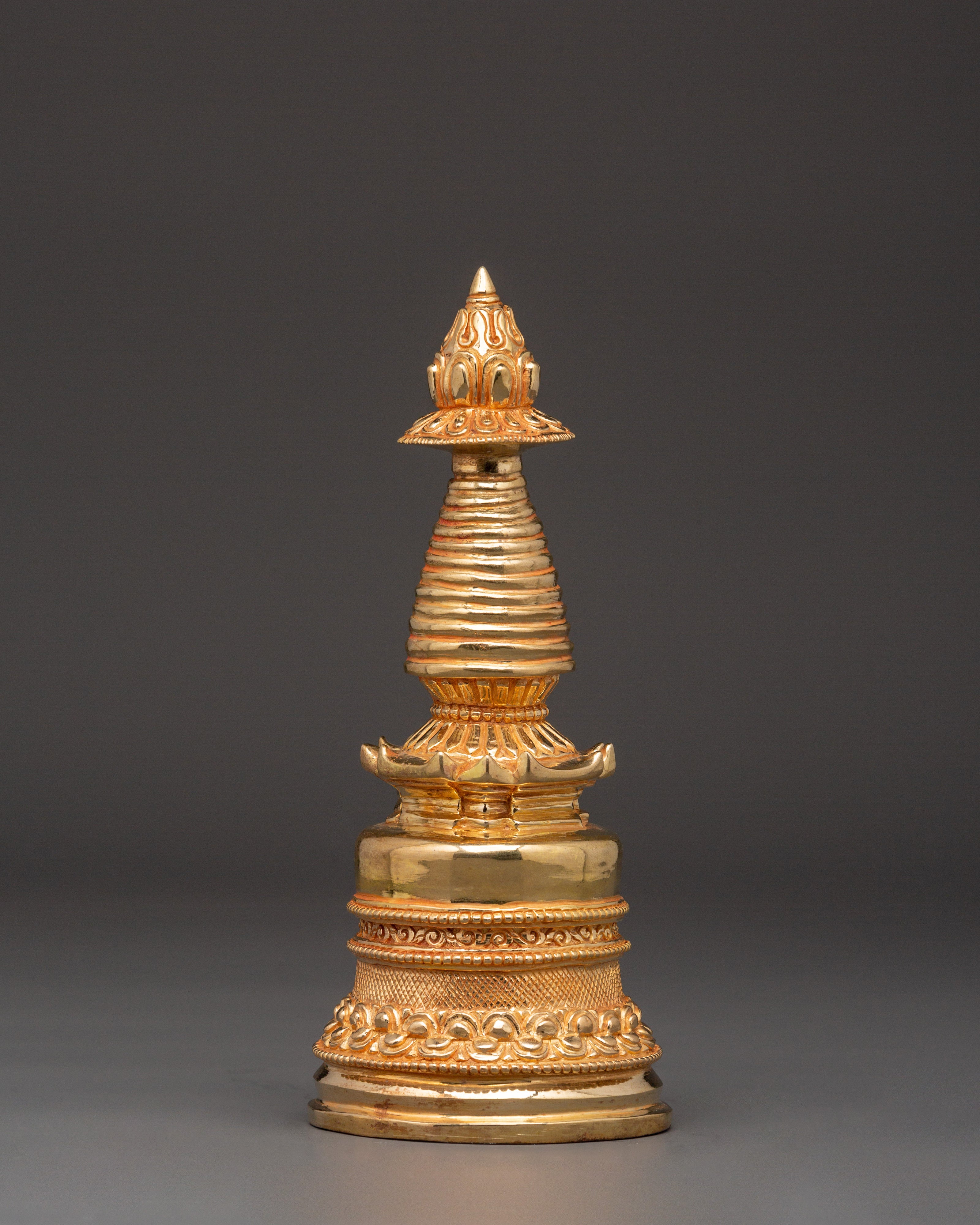 Sacred Gold Plated Stupa | For Meditation and Spiritual Spaces