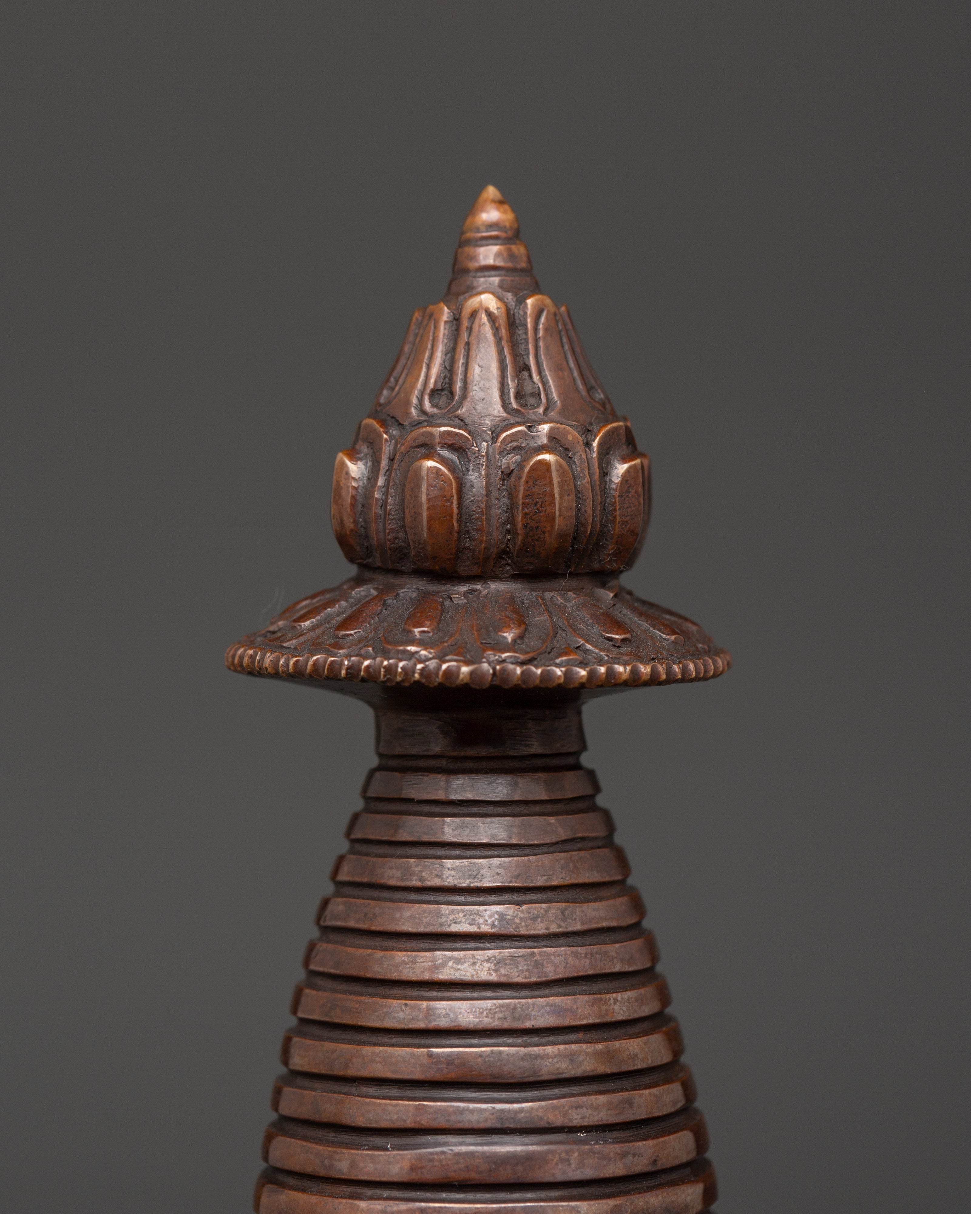 Buddhist Sacred Altar | Handcrafted Oxidized Copper Ritual Stand
