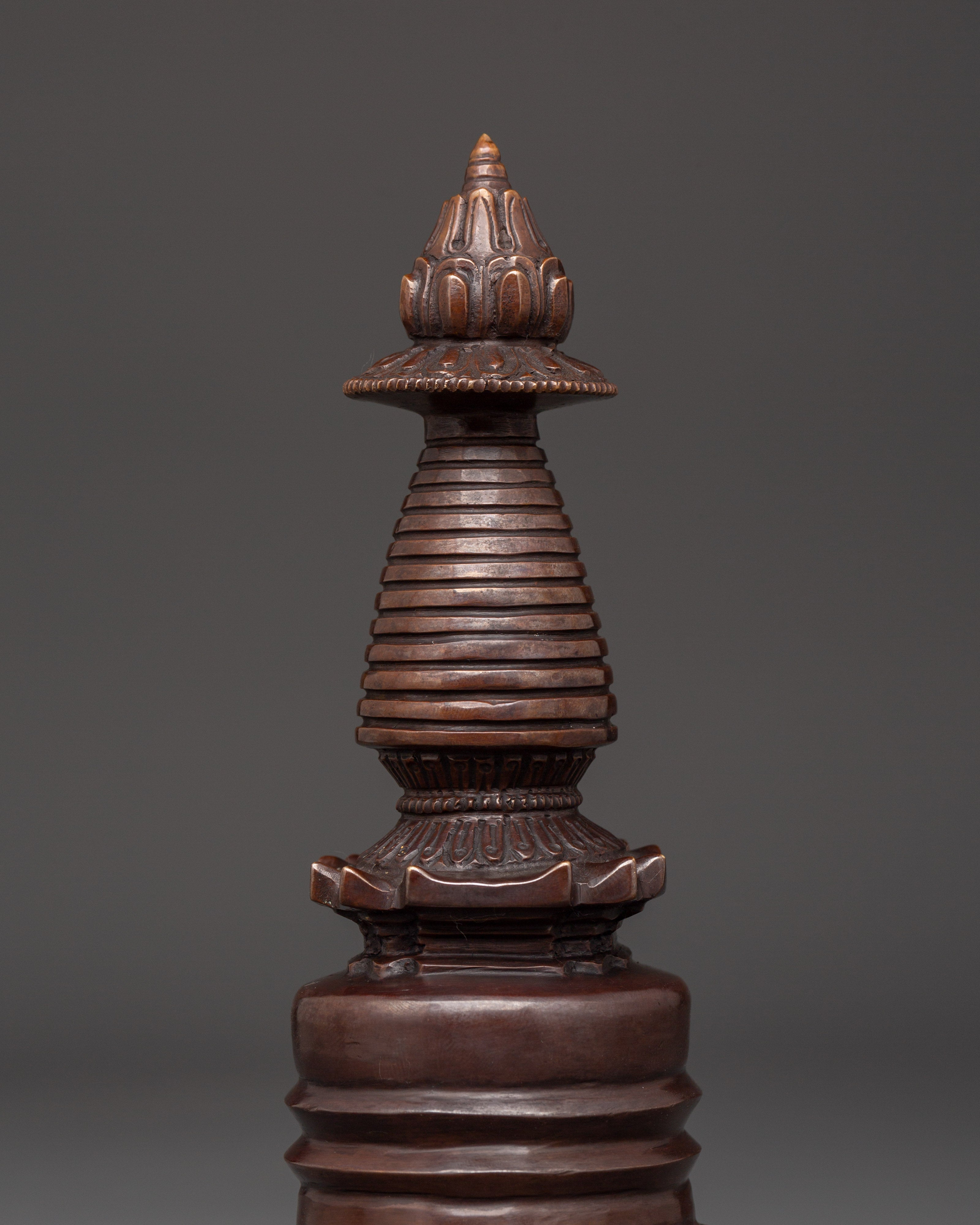 Buddhist Sacred Altar | Handcrafted Oxidized Copper Ritual Stand