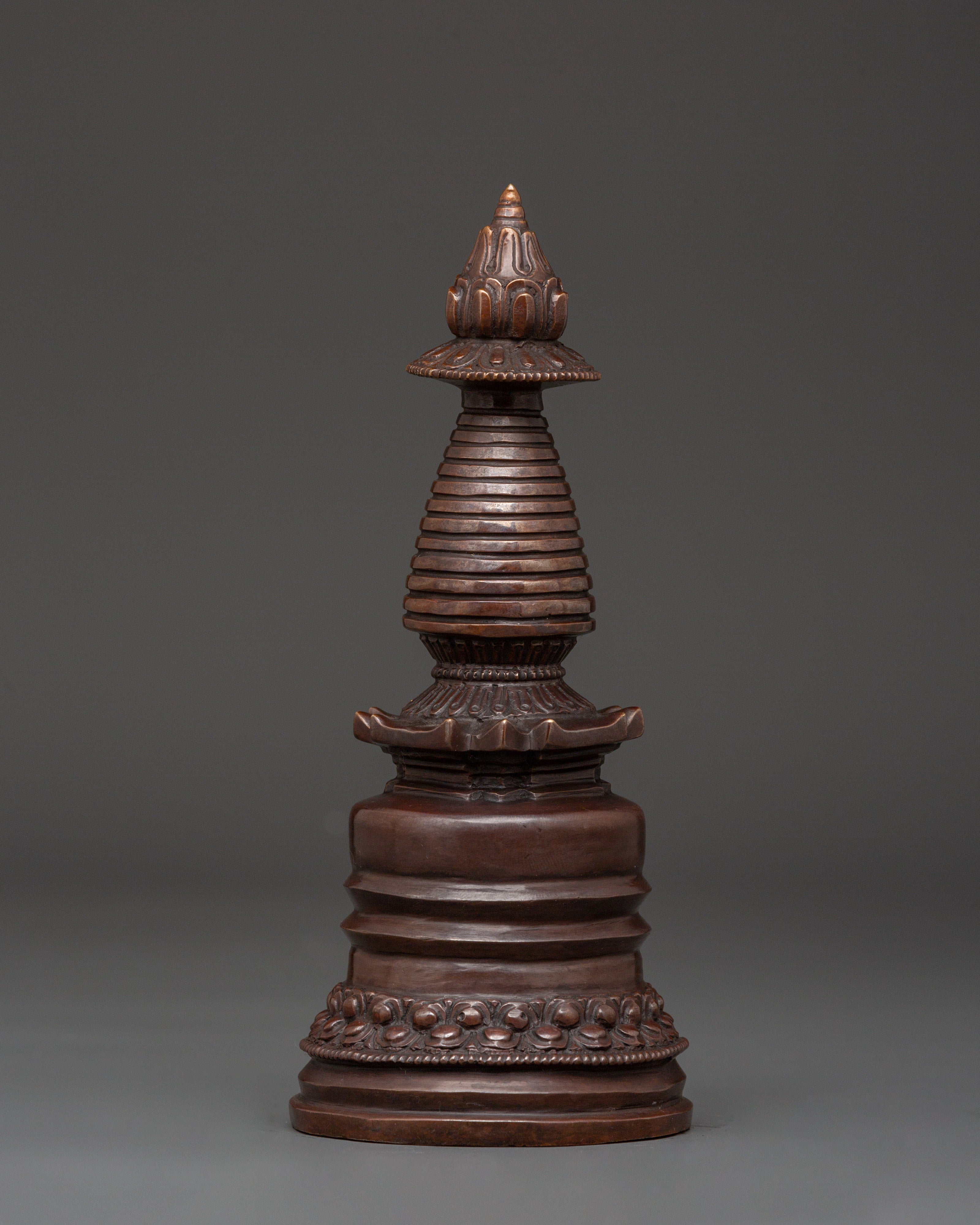Buddhist Sacred Altar | Handcrafted Oxidized Copper Ritual Stand