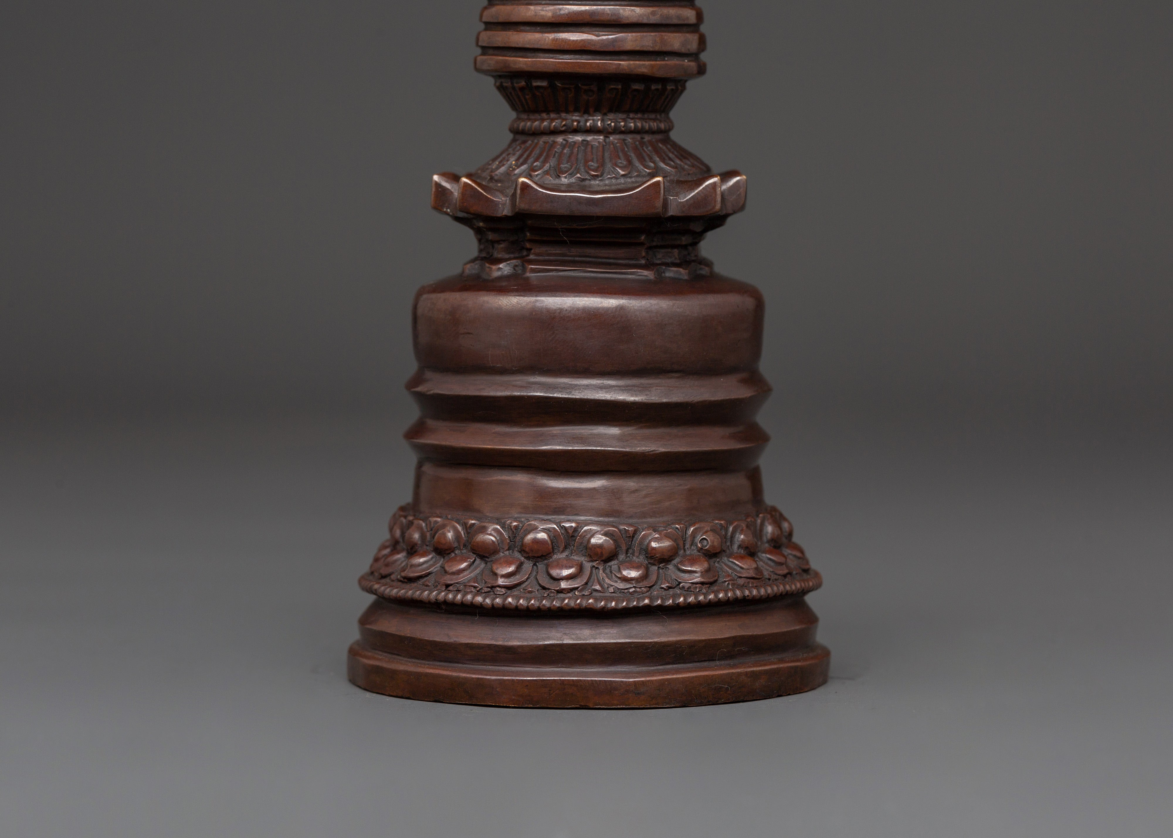 Buddhist Sacred Altar | Handcrafted Oxidized Copper Ritual Stand