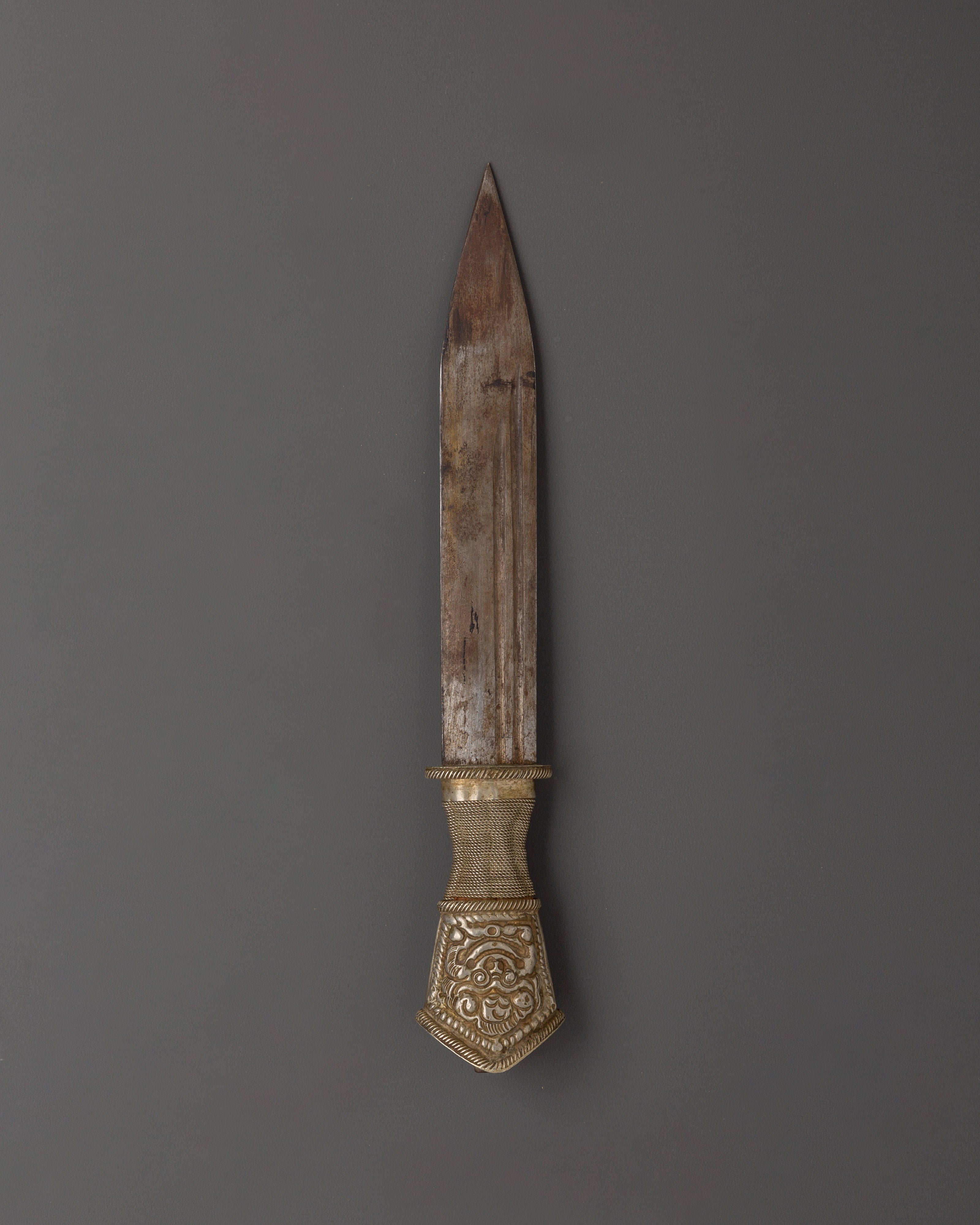 Handcrafted Ceremonial Dagger | White Metal & Iron Ritual Knife