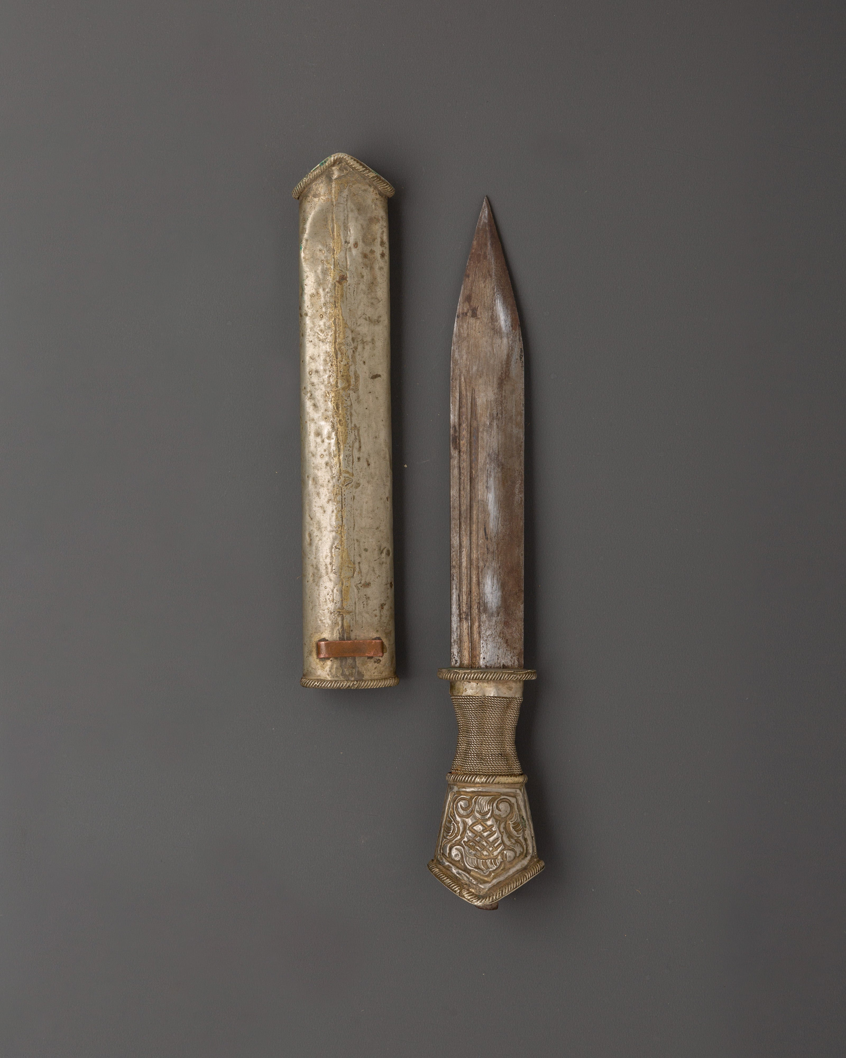 Handcrafted Ceremonial Dagger | White Metal & Iron Ritual Knife
