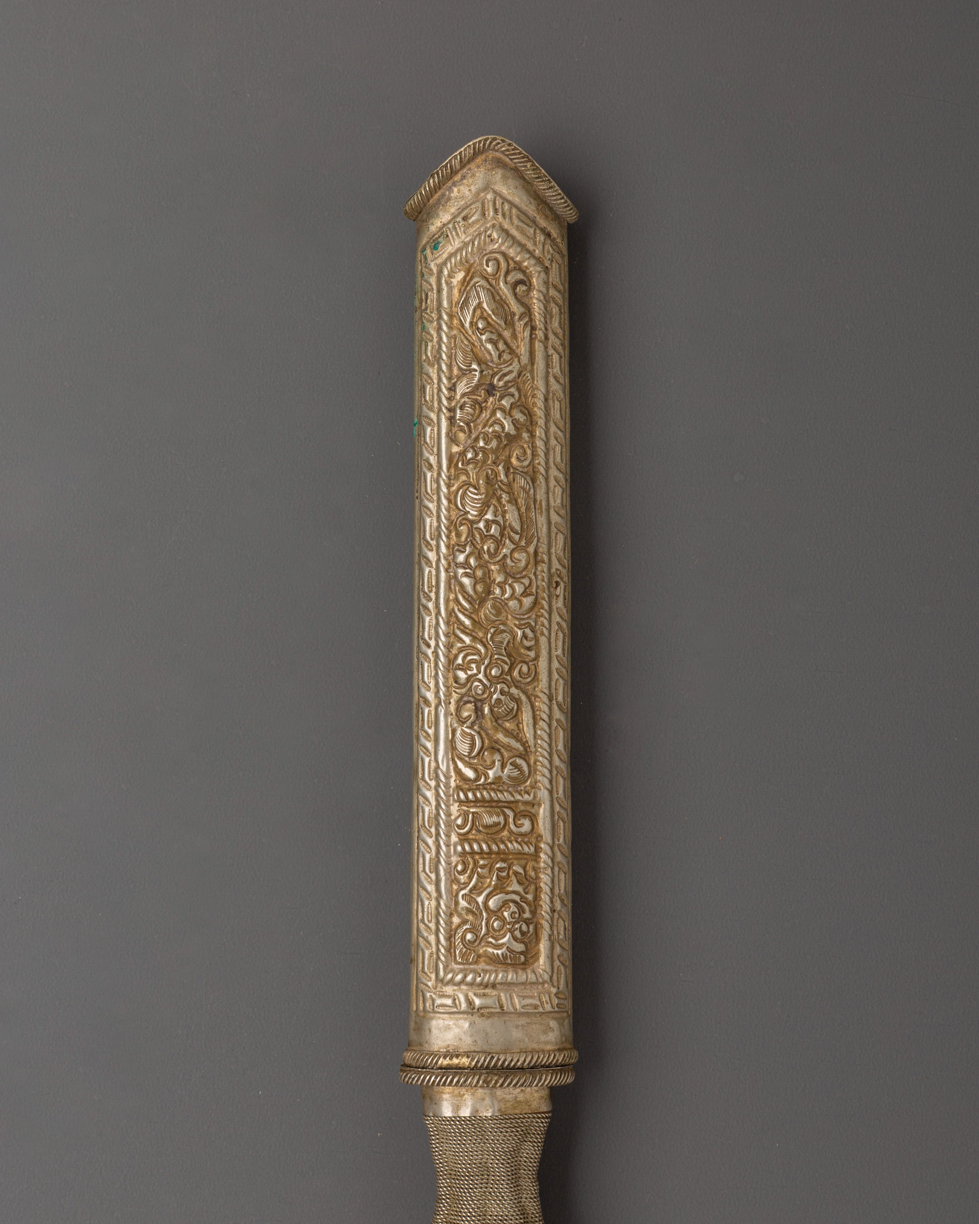 Handcrafted Ceremonial Dagger | White Metal & Iron Ritual Knife