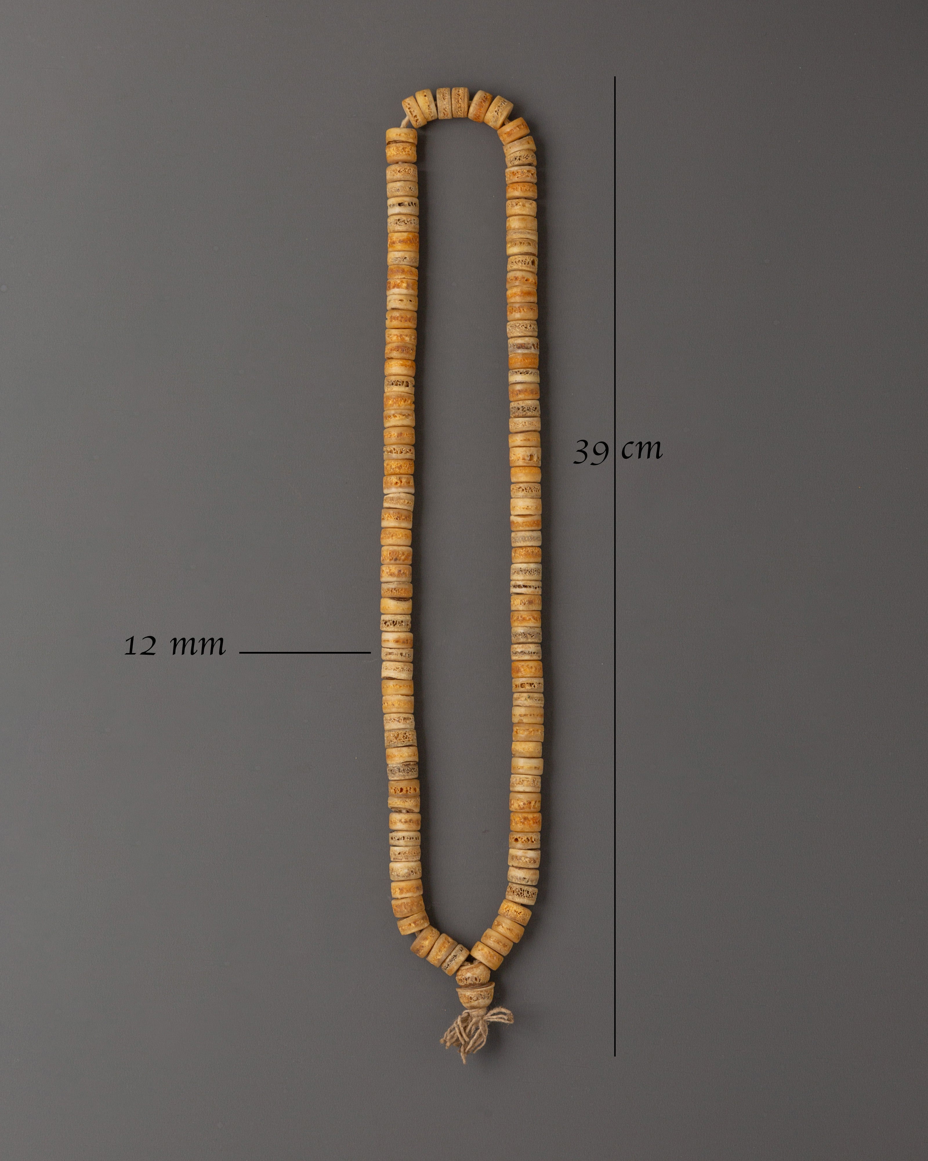 Handmade Yak Bone Mala Beads | 39cm Length Prayer Necklace