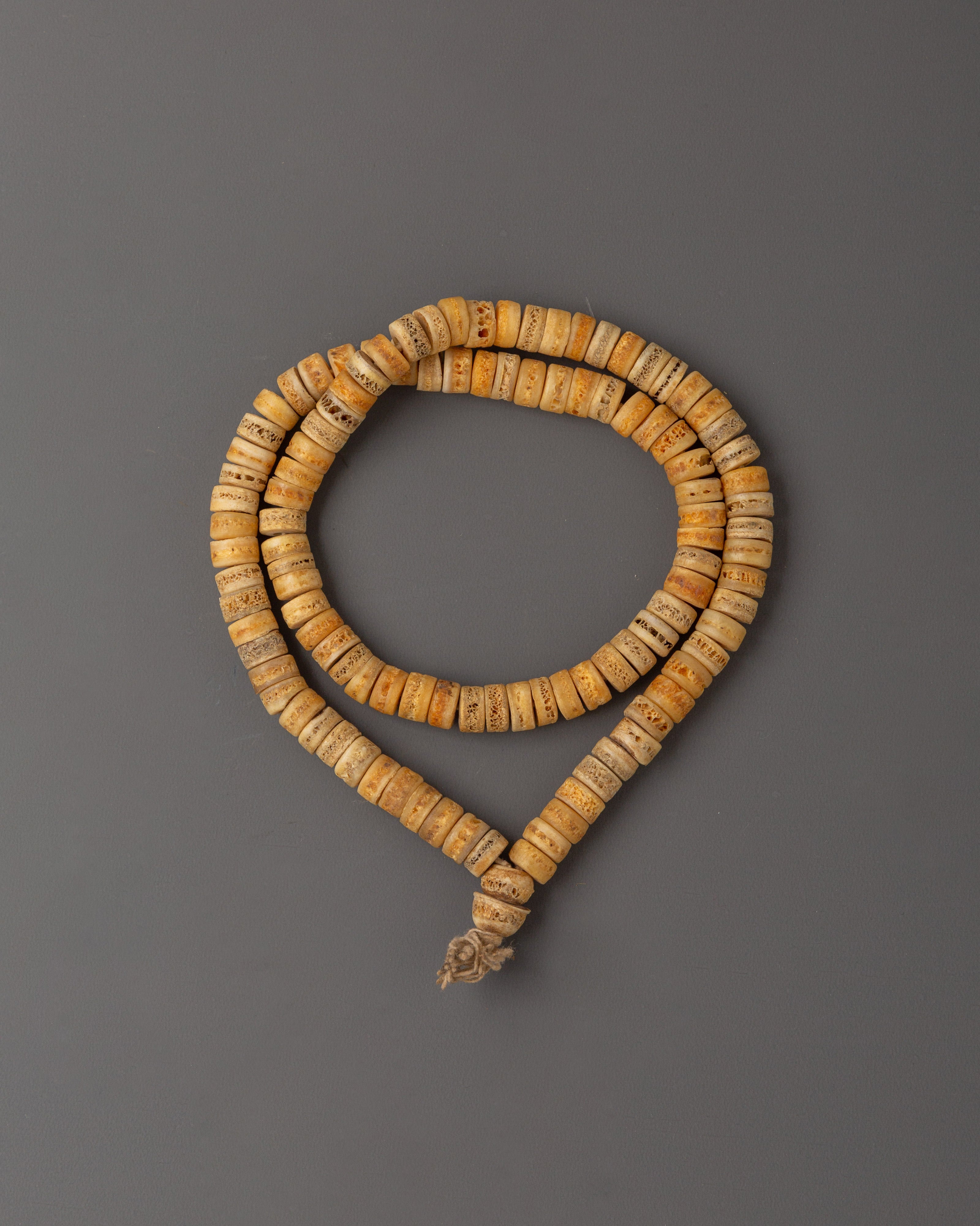 Handmade Yak Bone Mala Beads | 39cm Length Prayer Necklace