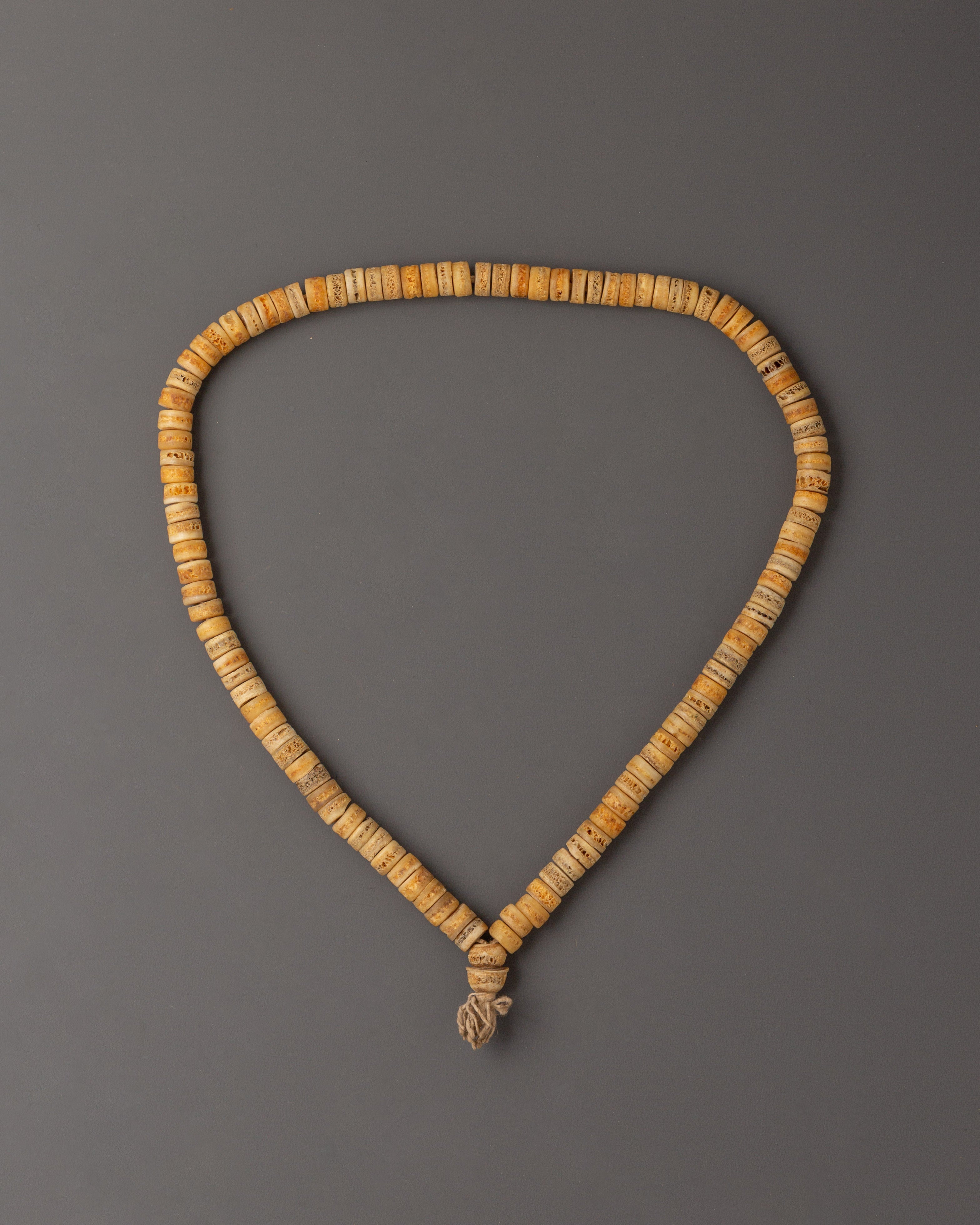 Handmade Yak Bone Mala Beads | 39cm Length Prayer Necklace