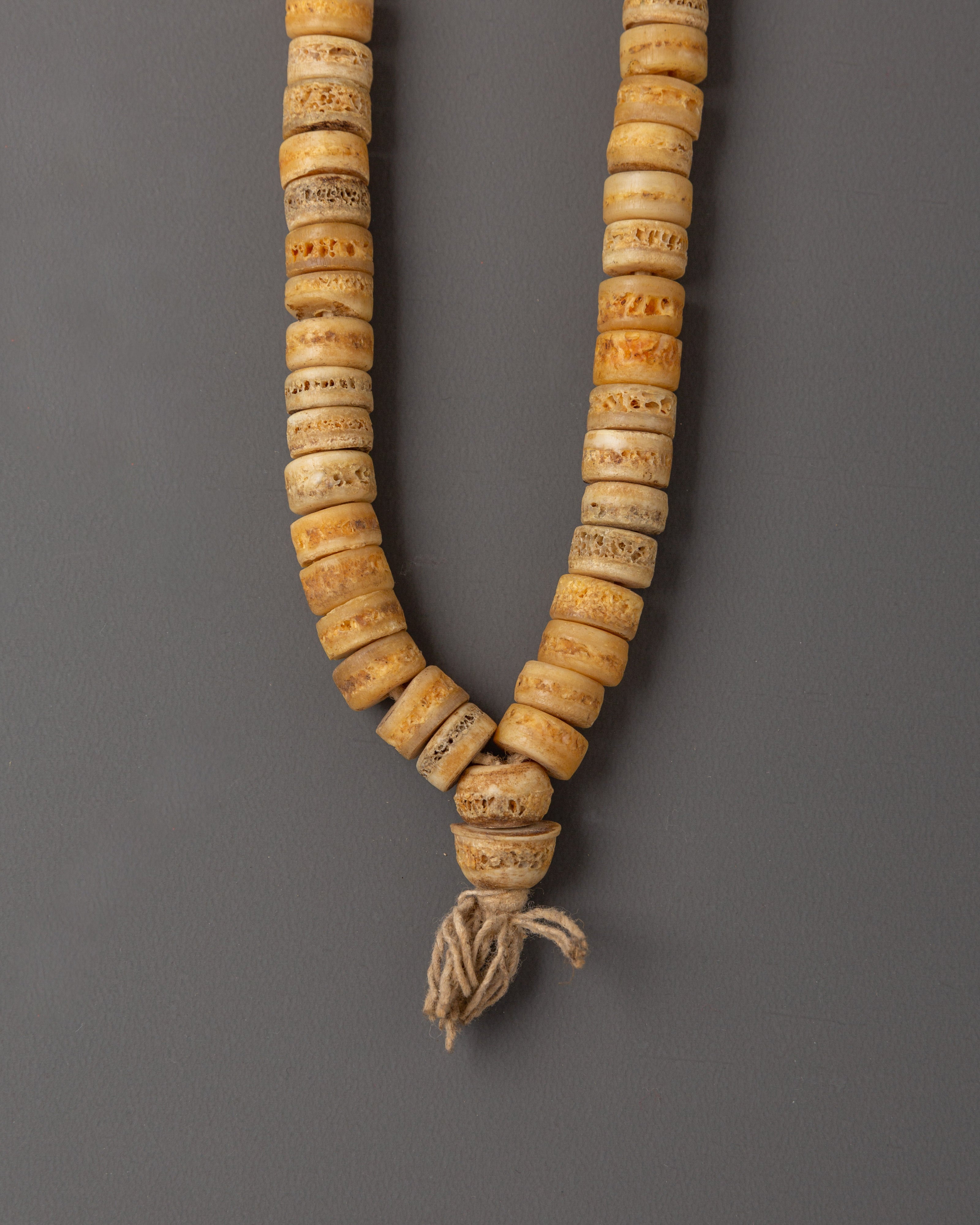 Handmade Yak Bone Mala Beads | 39cm Length Prayer Necklace