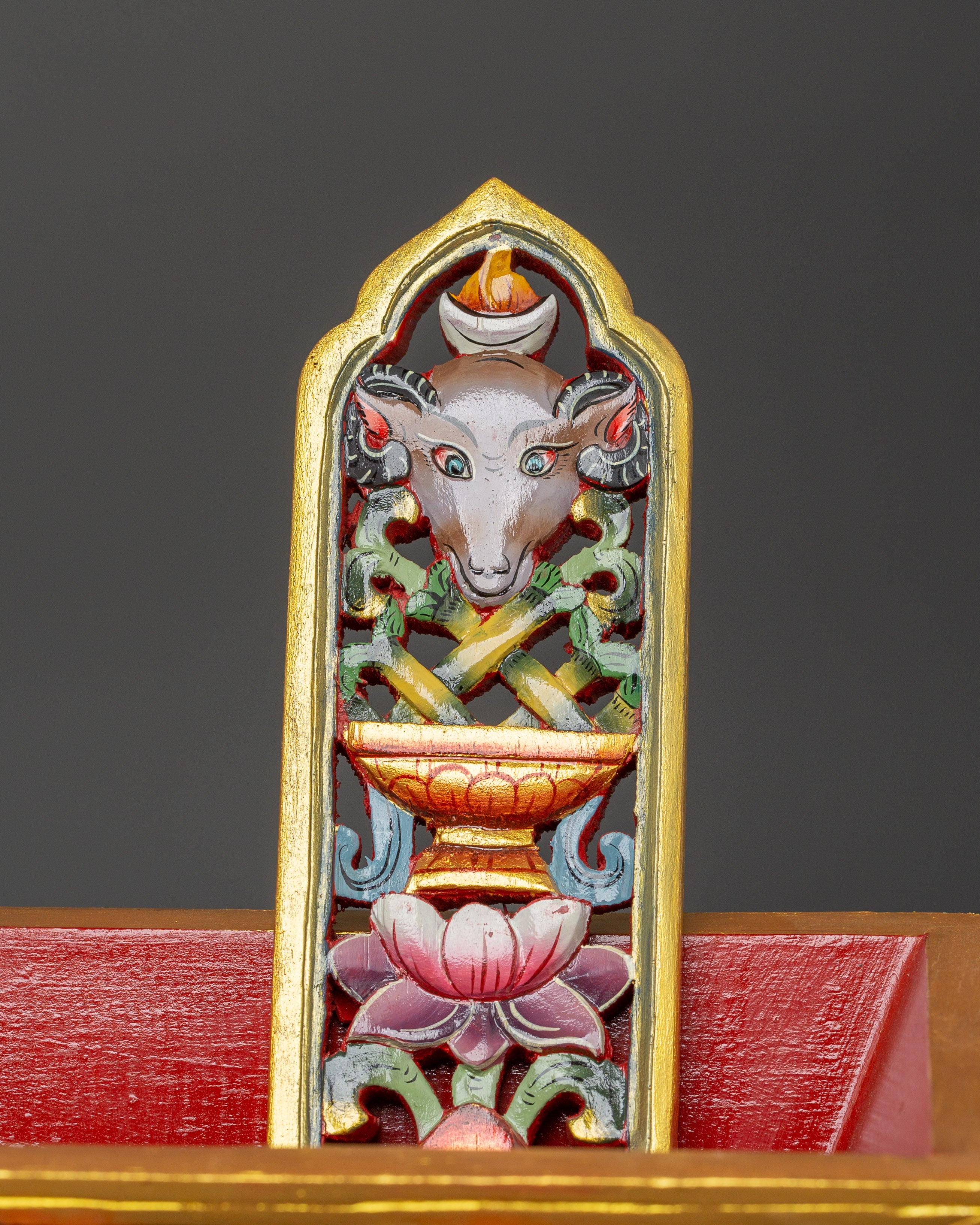 Traditional Chemar Box | Tibetan Wooden Ritual Storage Box