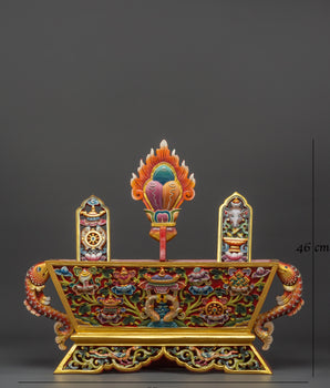 Traditional Chemar Box | Tibetan Wooden Ritual Storage Box