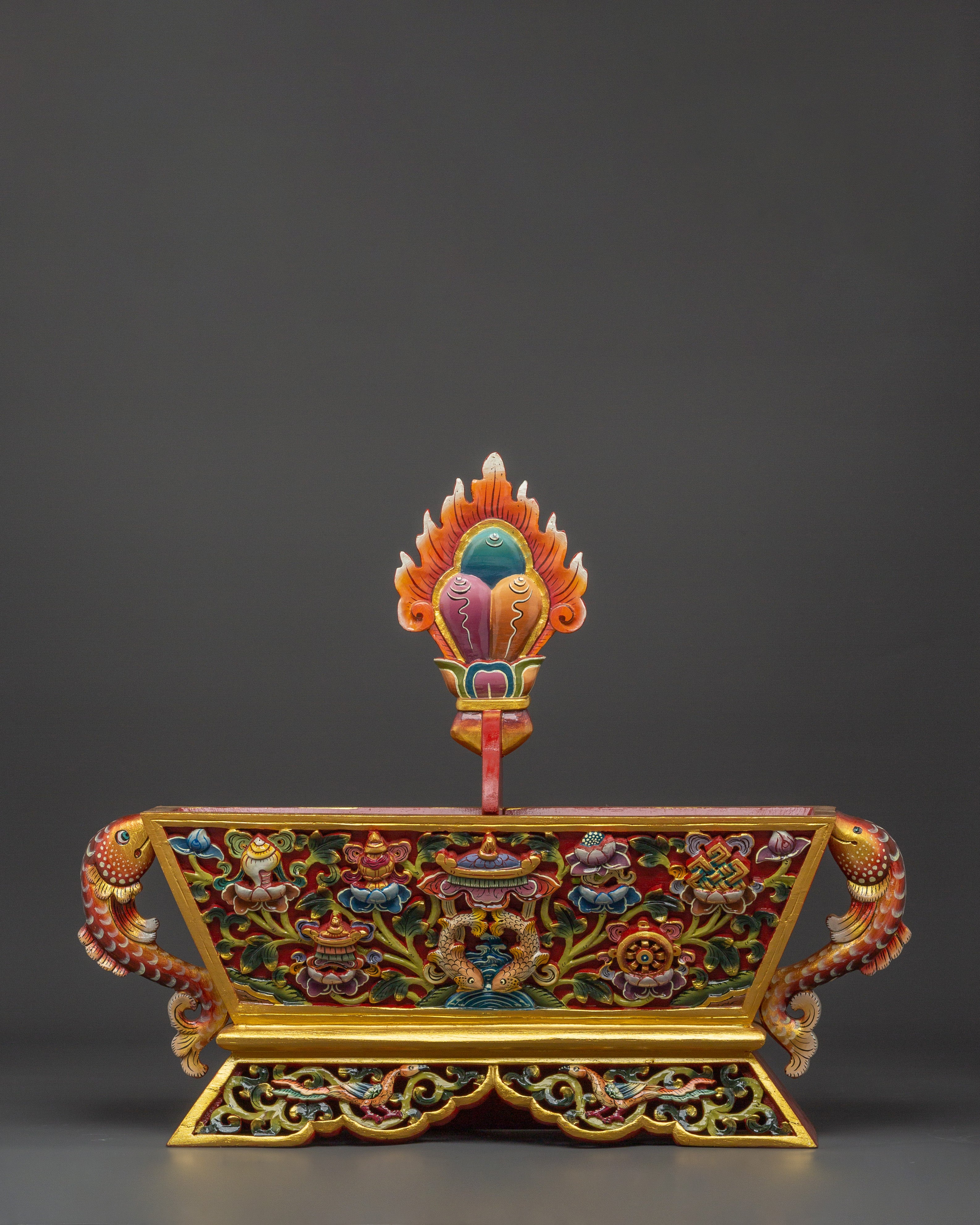 Traditional Chemar Box | Tibetan Wooden Ritual Storage Box