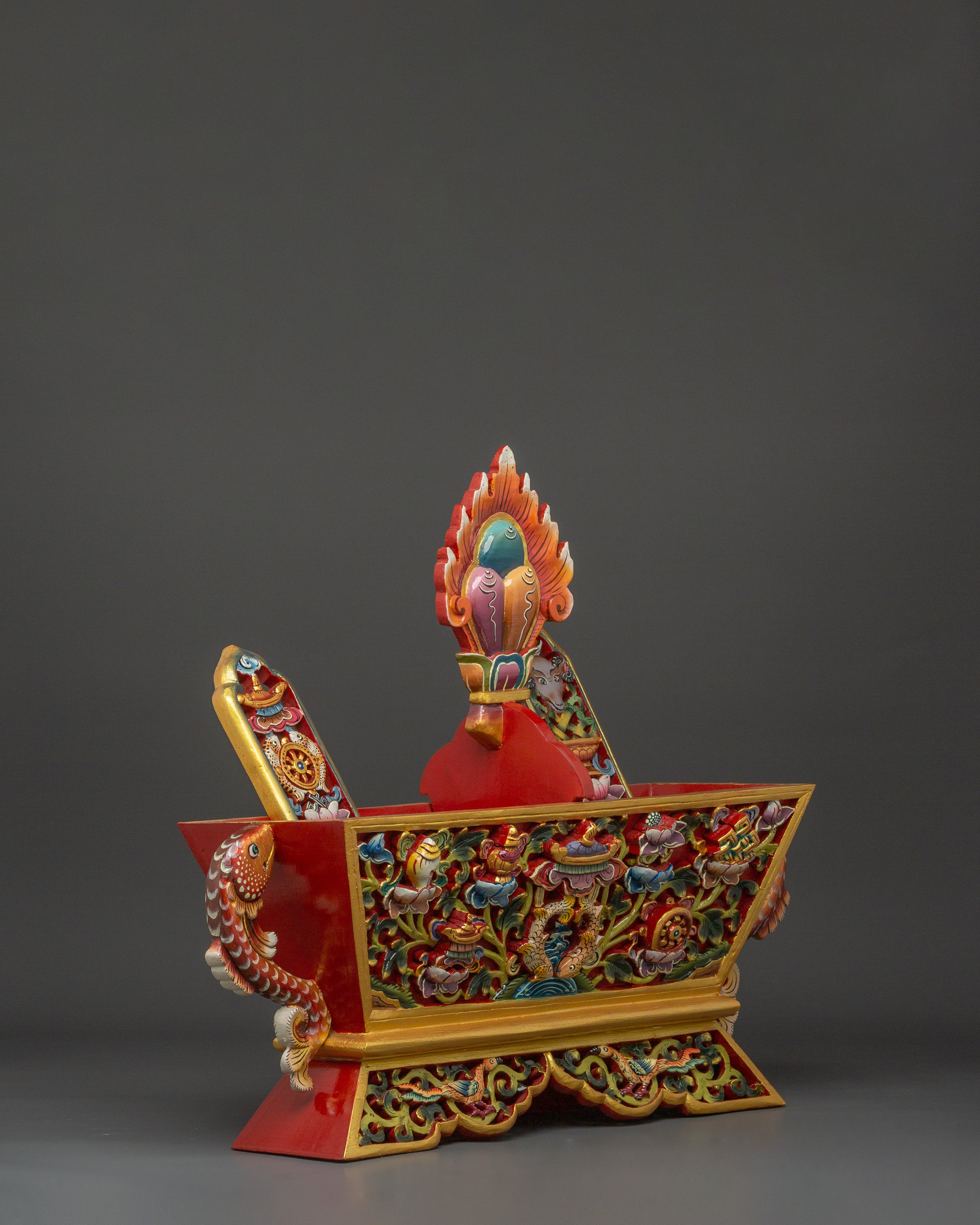 Traditional Chemar Box | Tibetan Wooden Ritual Storage Box