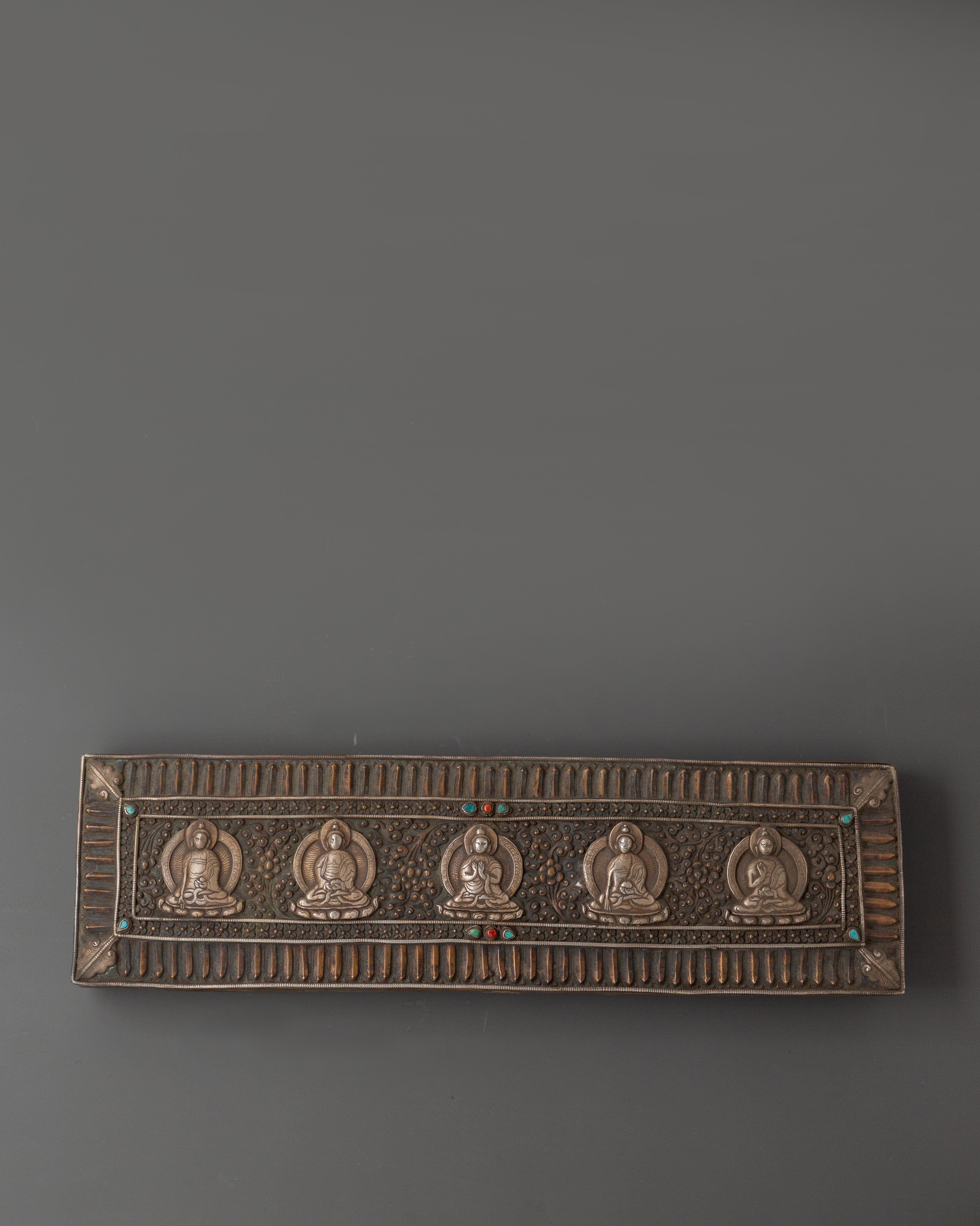 Prayer Book Cover with Five Dhyani Buddhas | Buddhist Art