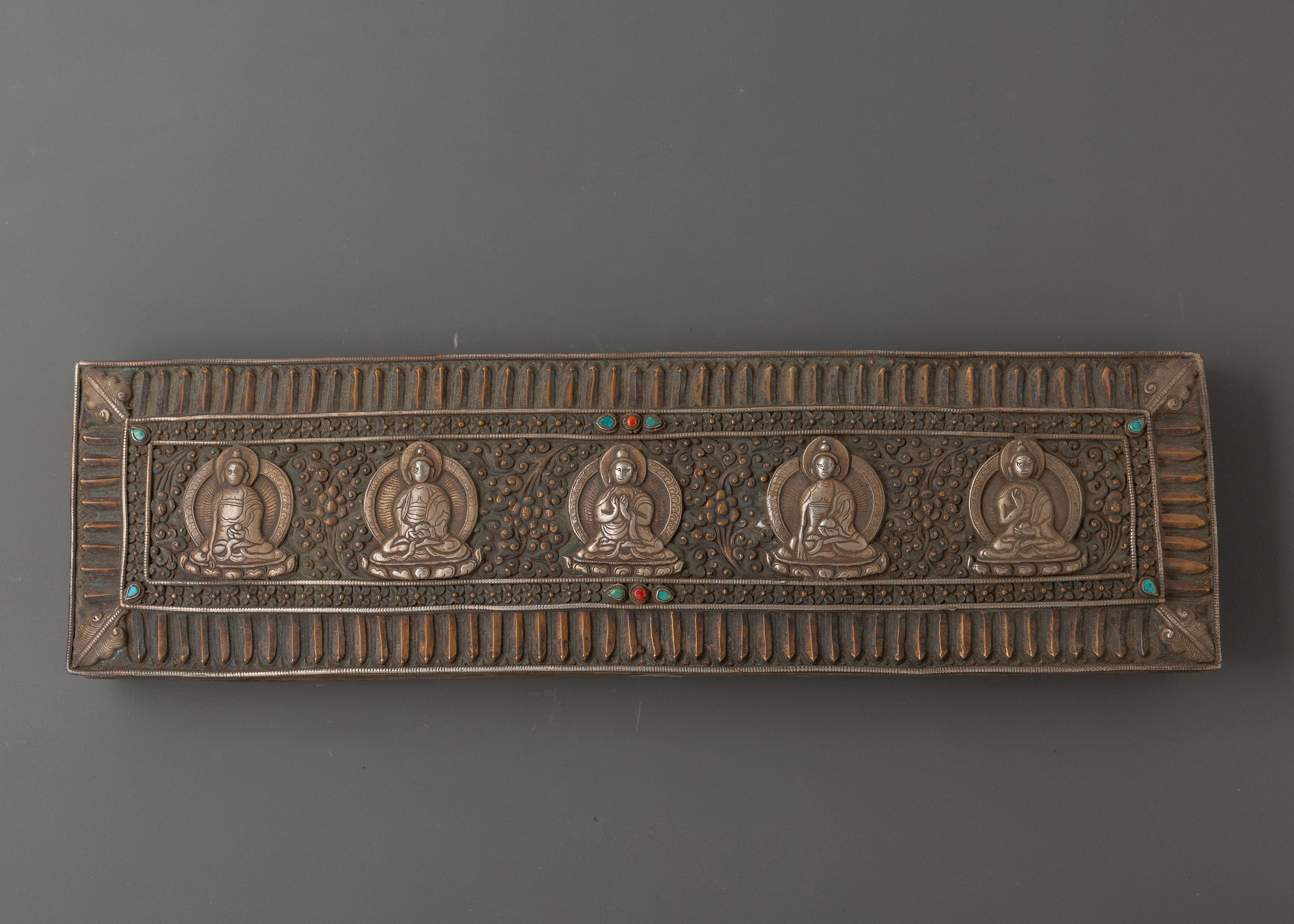Prayer Book Cover with Five Dhyani Buddhas | Buddhist Art