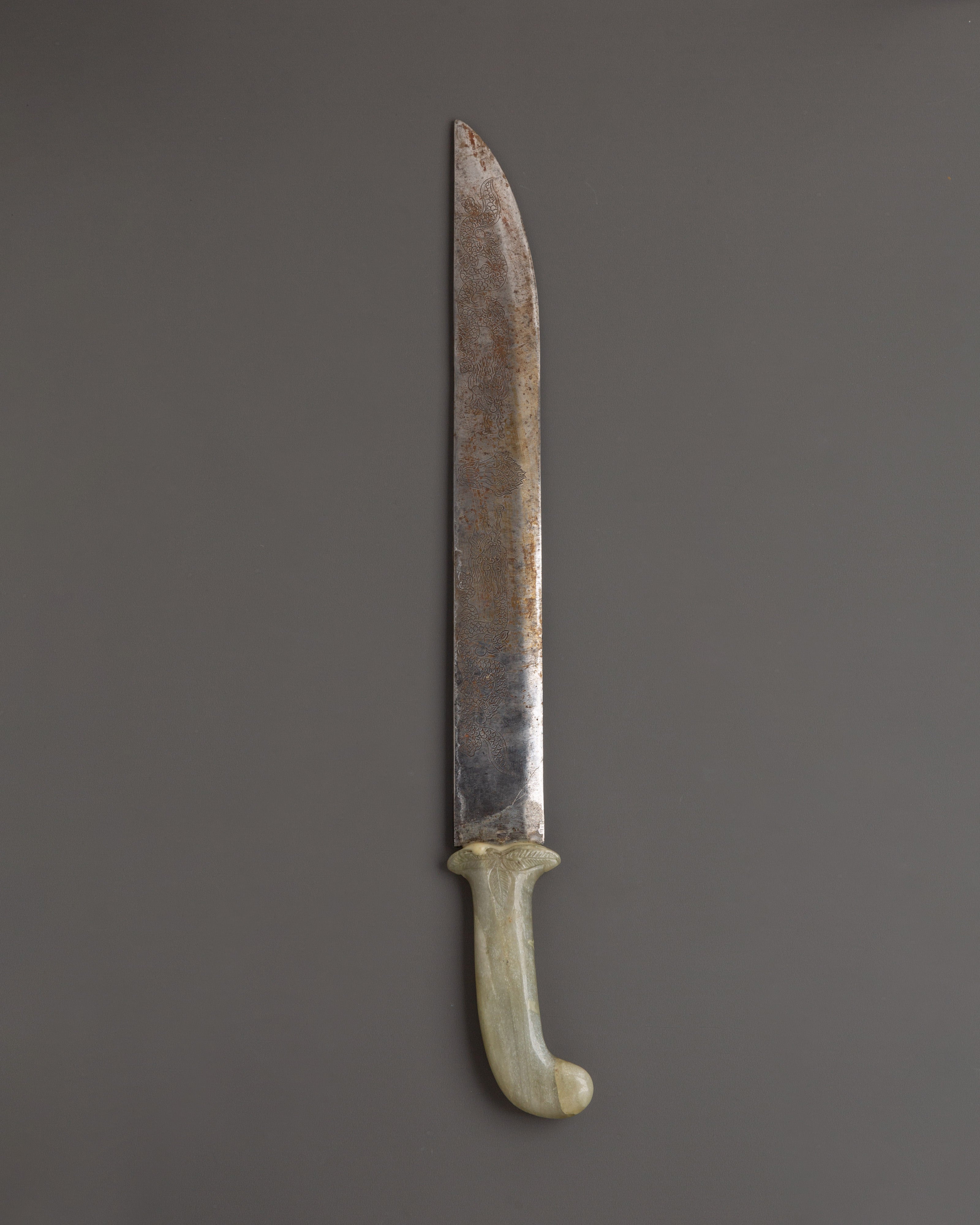 Tibetan Tantric Sword | Copper Ritual Dagger with Jade Handle