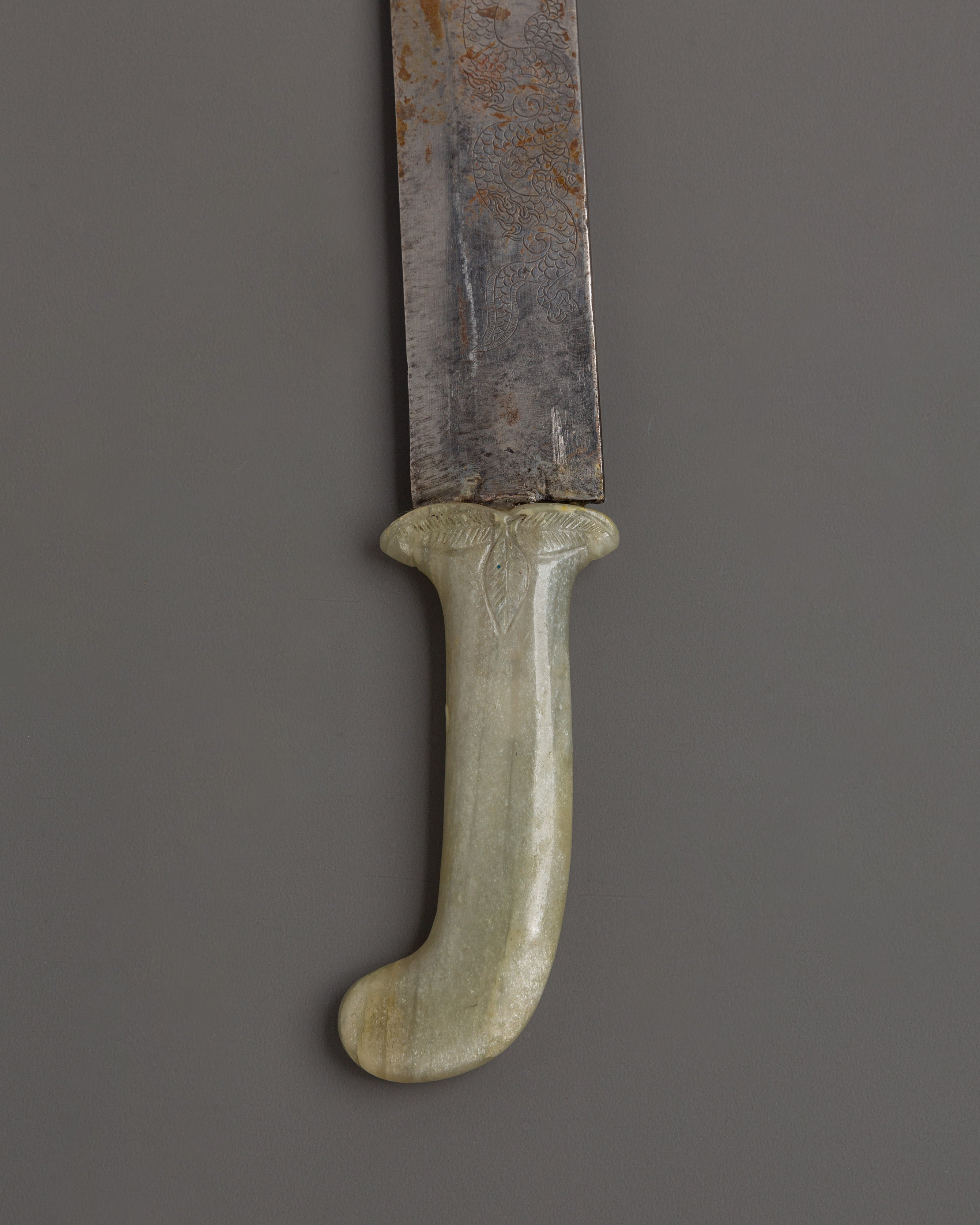 Tibetan Tantric Sword | Copper Ritual Dagger with Jade Handle