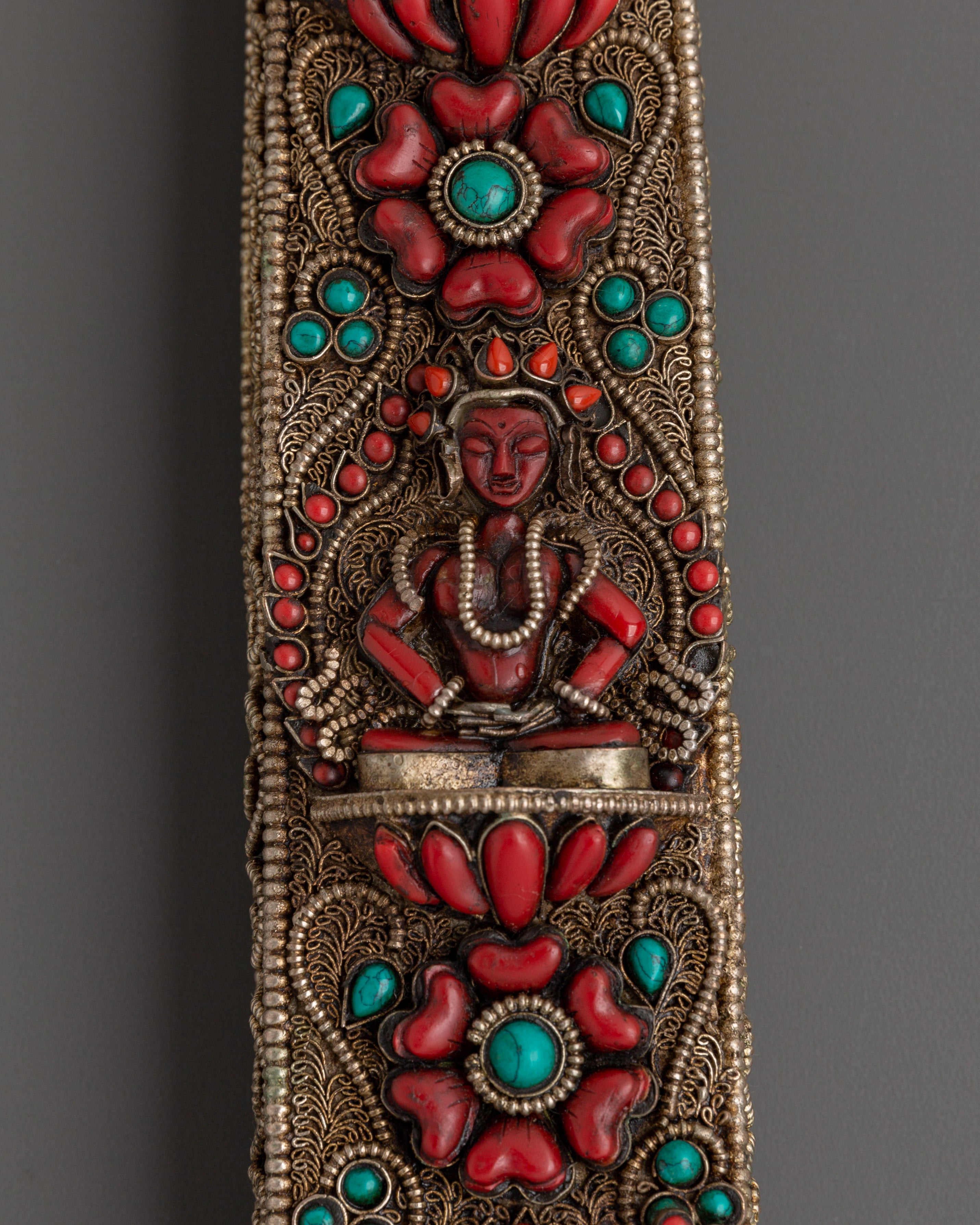 Tibetan Tantric Sword | Copper Ritual Dagger with Jade Handle