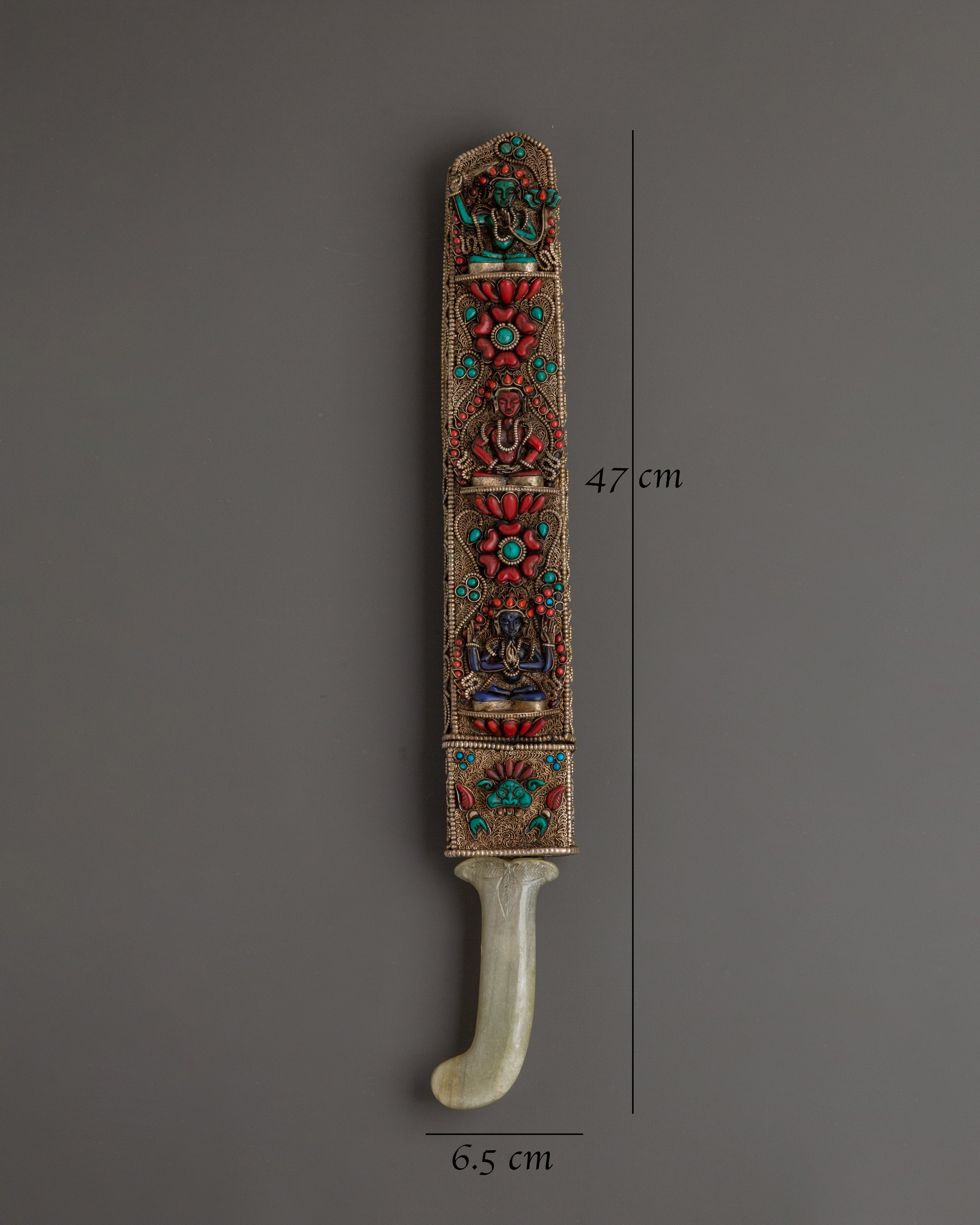 Tibetan Tantric Sword | Copper Ritual Dagger with Jade Handle