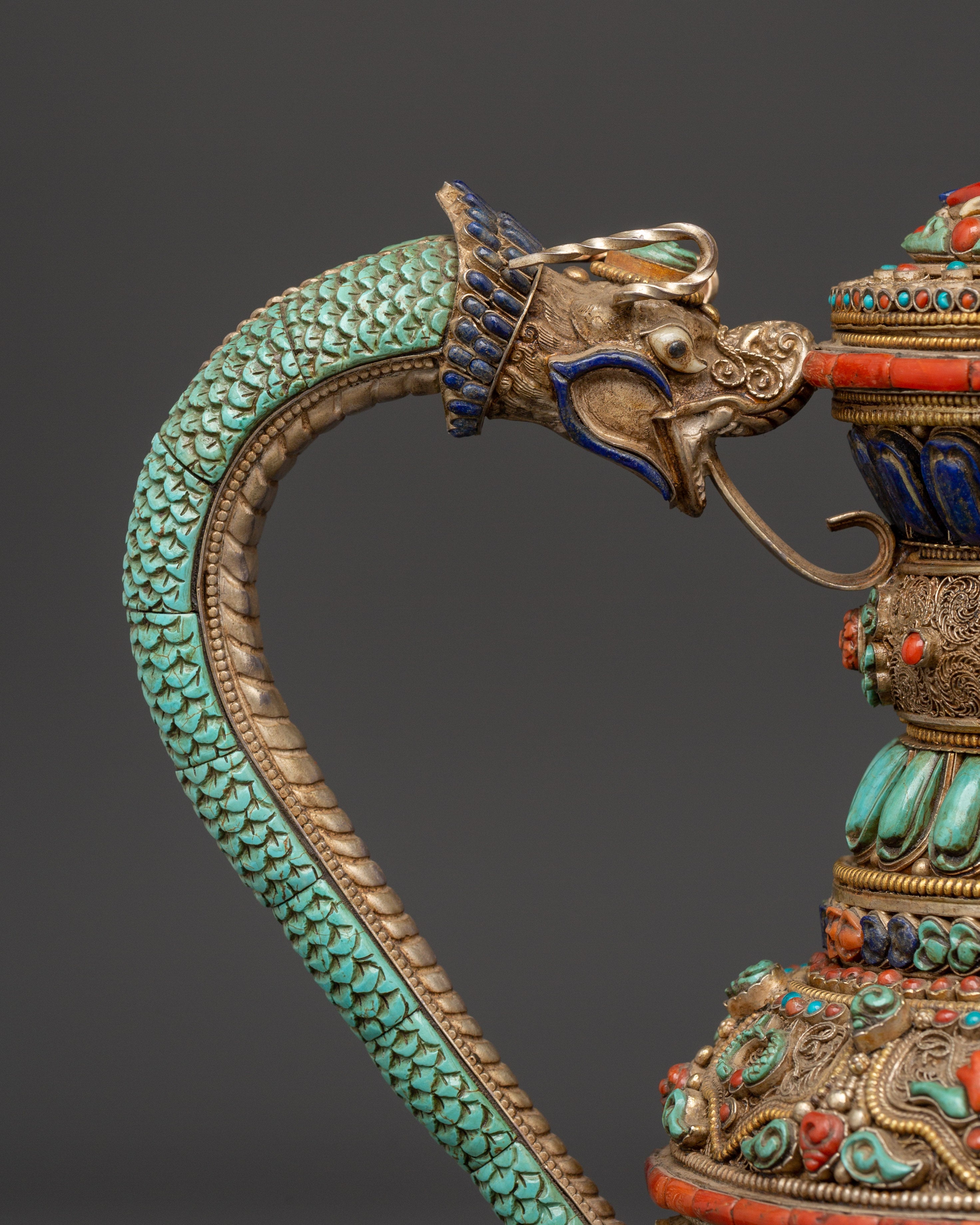 Himalayan Tea Pot with Semi-Precious Stones | Tibetan Ritual Teapot