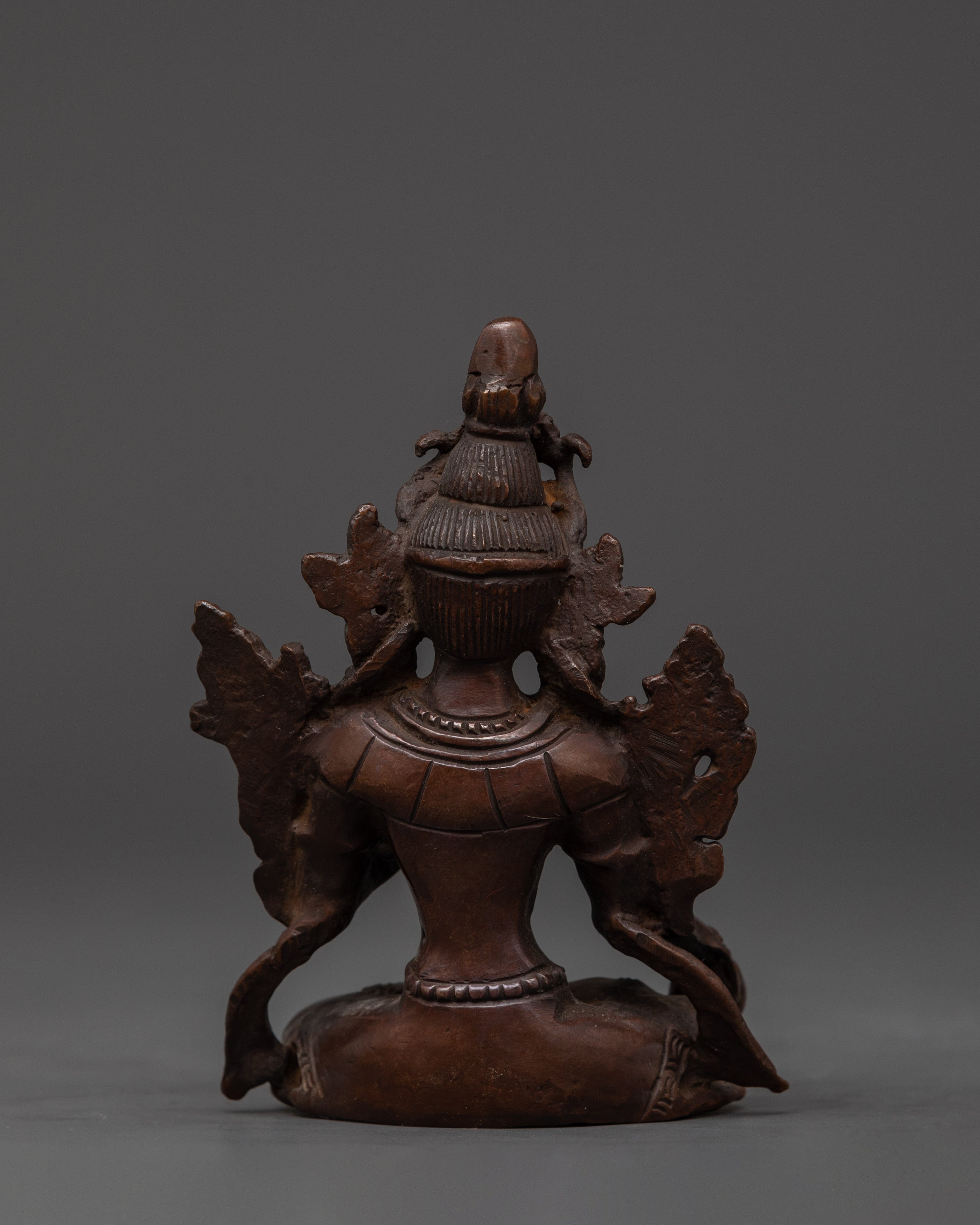 White Tara Longevity Deity Statue | Oxidized Copper Tibetan Deity Figurine