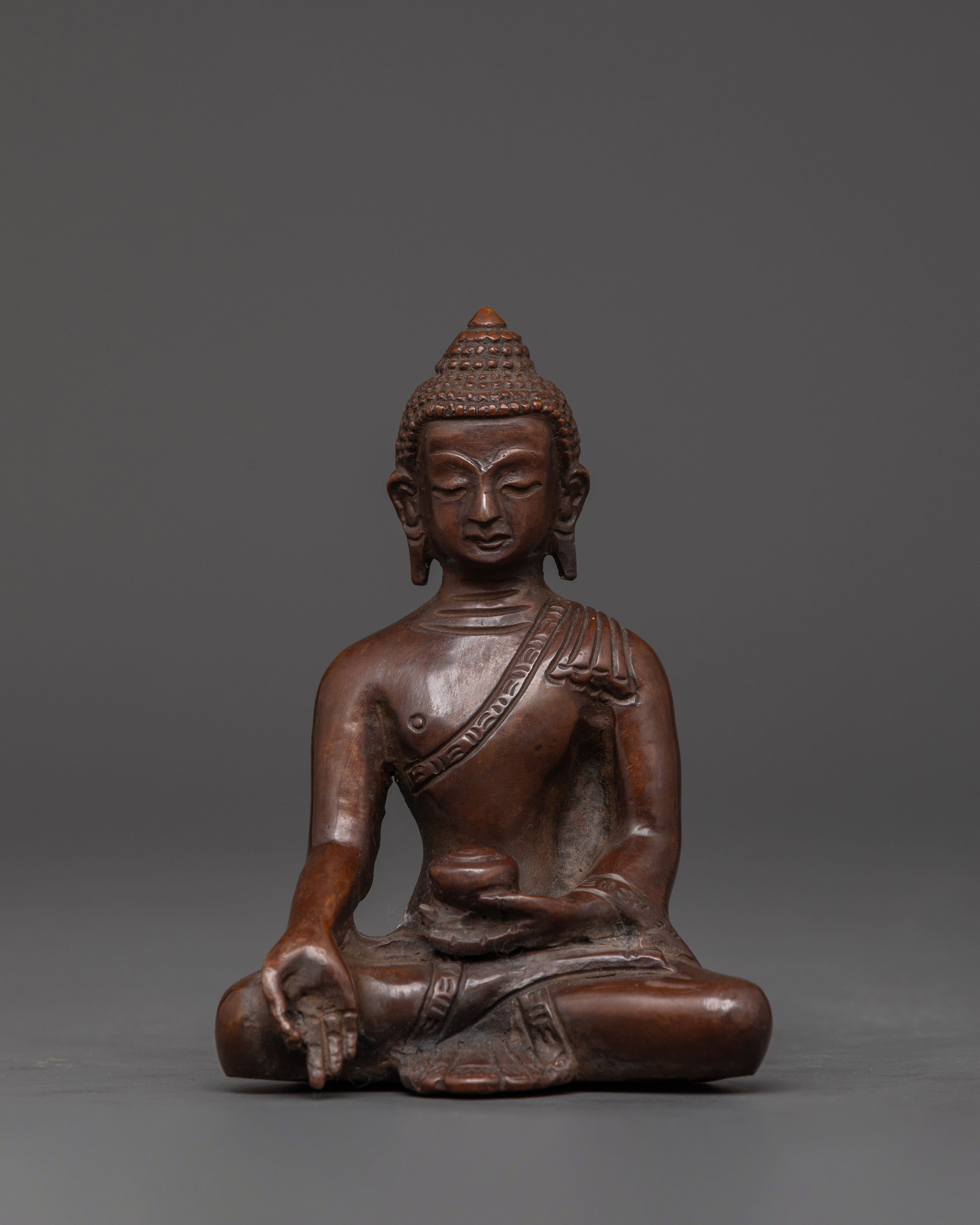 Oxidized Copper Buddha Set | Handcrafted Five Buddha Statues