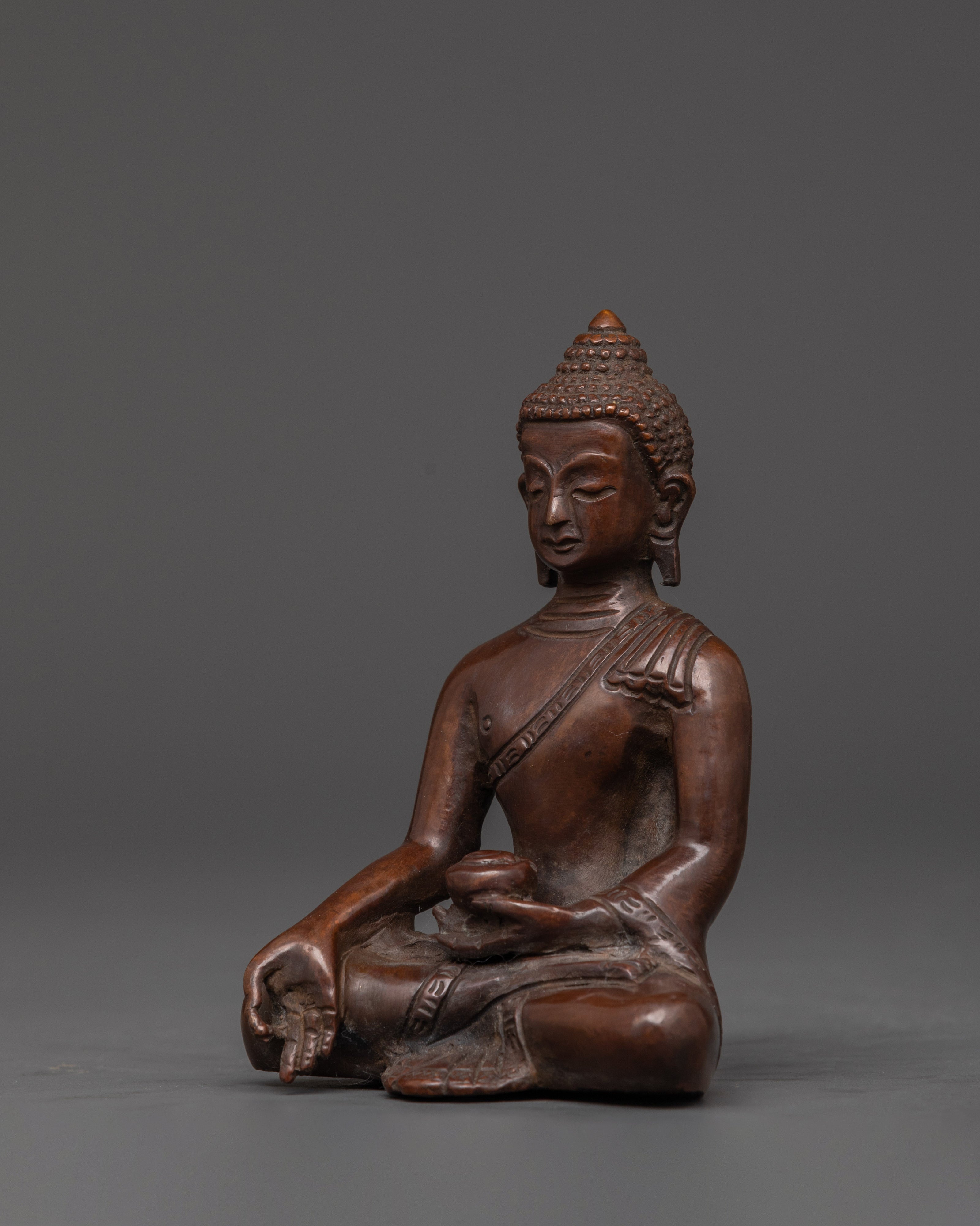 Oxidized Copper Buddha Set | Handcrafted Five Buddha Statues