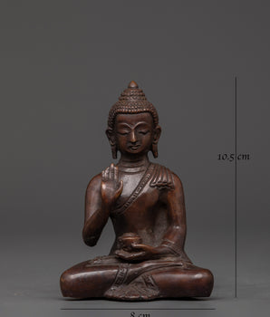 Fearless Deity Amoghasiddhi Oxidized Copper Statue | For Altar Decor