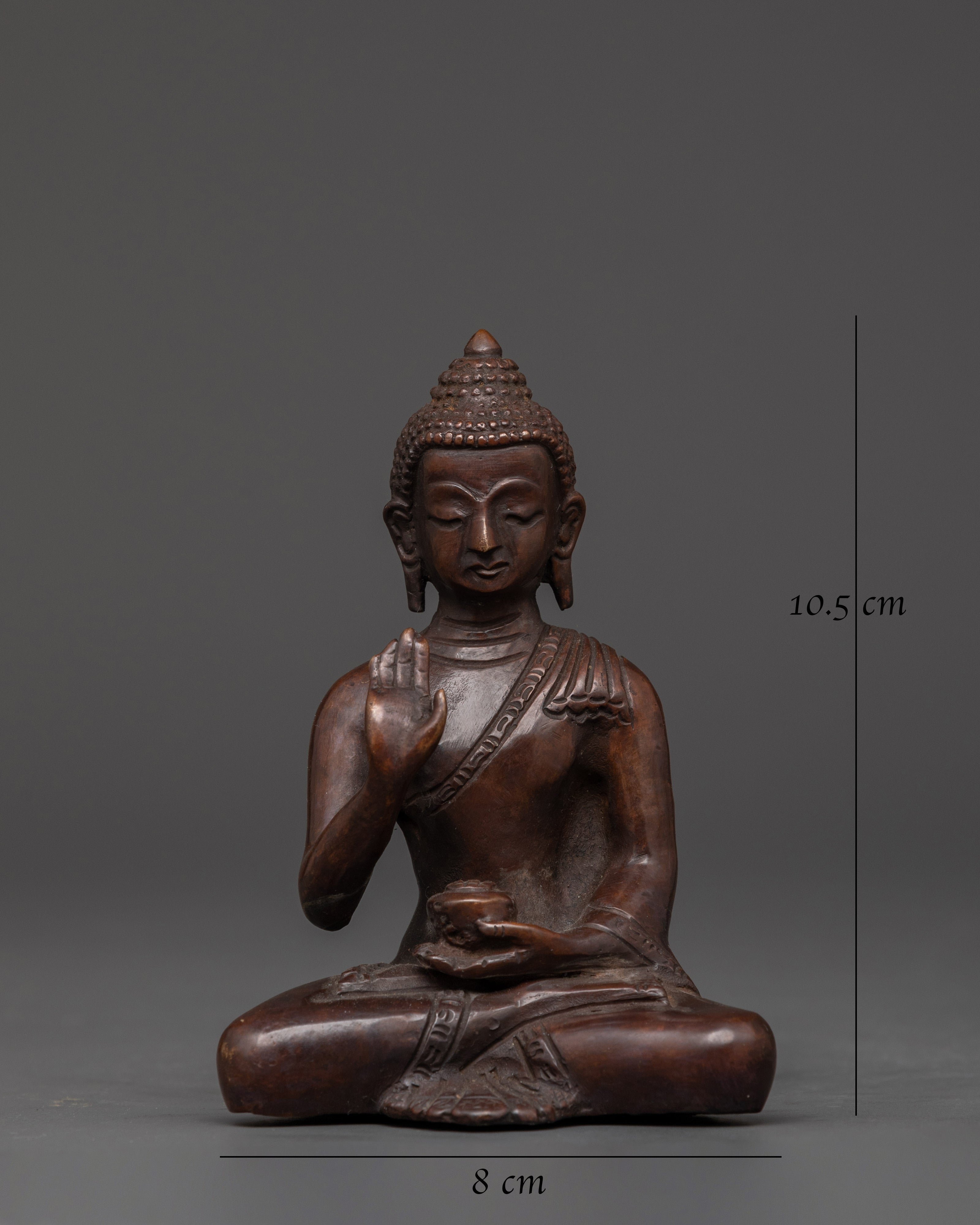 Fearless Deity Amoghasiddhi Oxidized Copper Statue | For Altar Decor