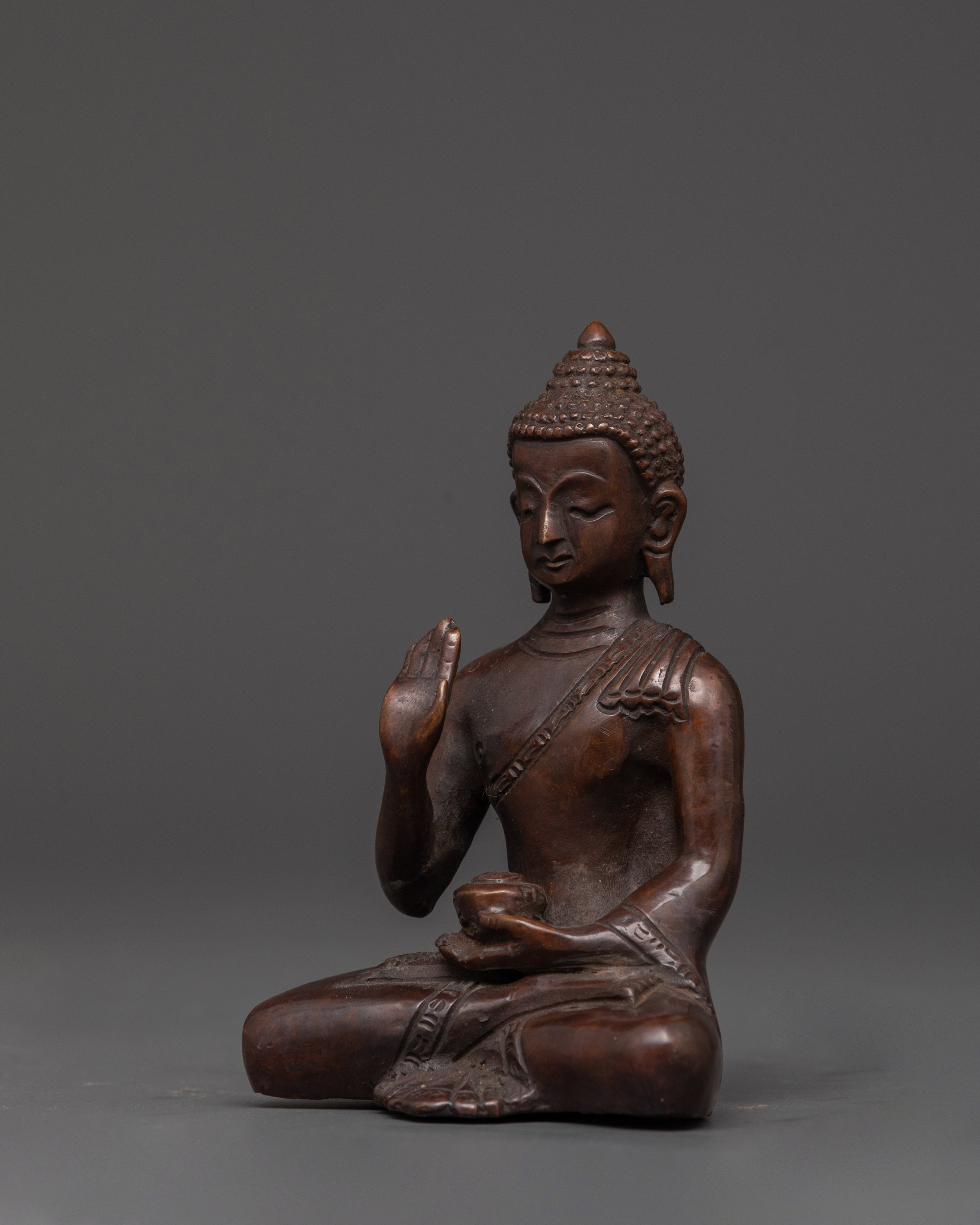 Fearless Deity Amoghasiddhi Oxidized Copper Statue | For Altar Decor