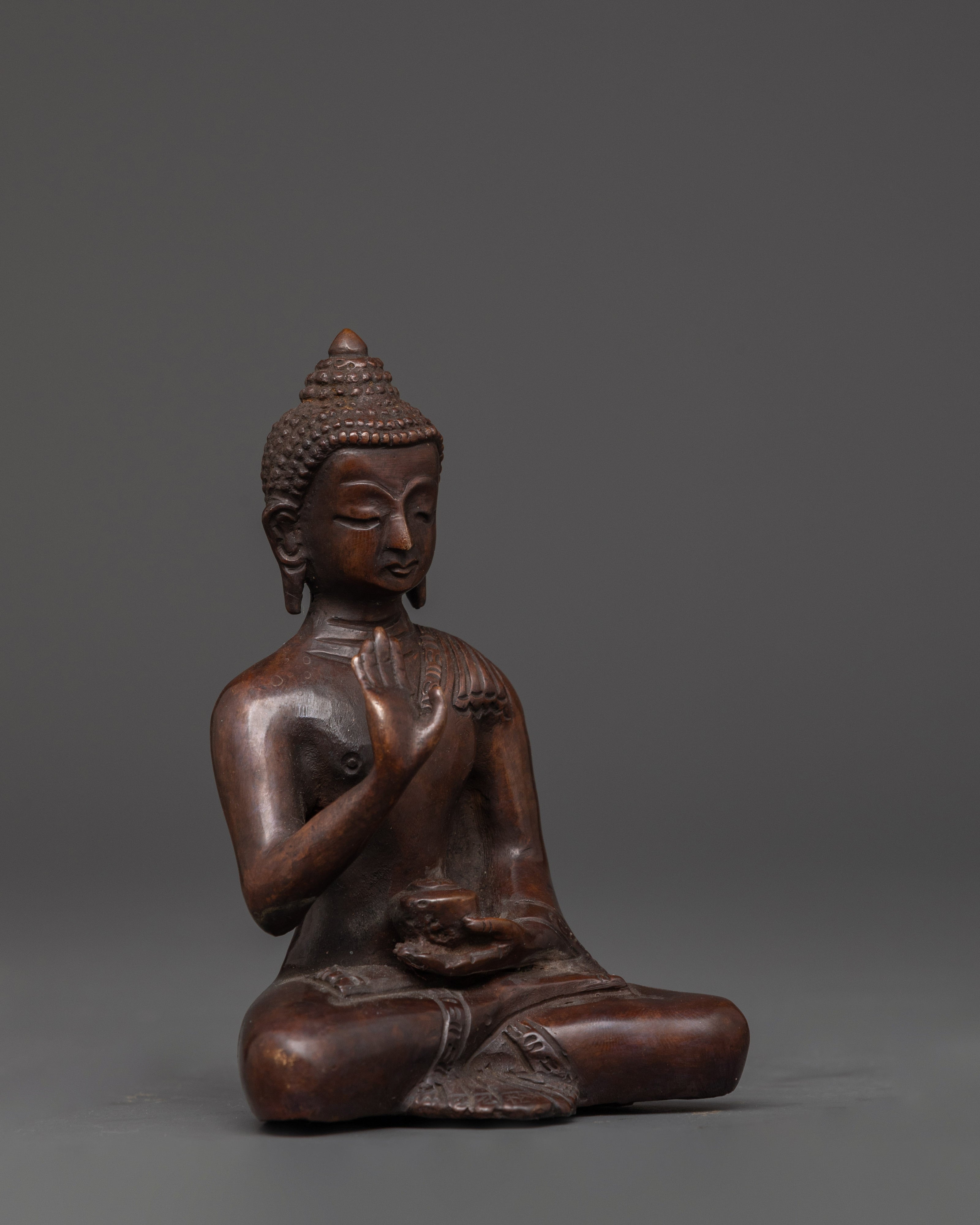 Fearless Deity Amoghasiddhi Oxidized Copper Statue | For Altar Decor
