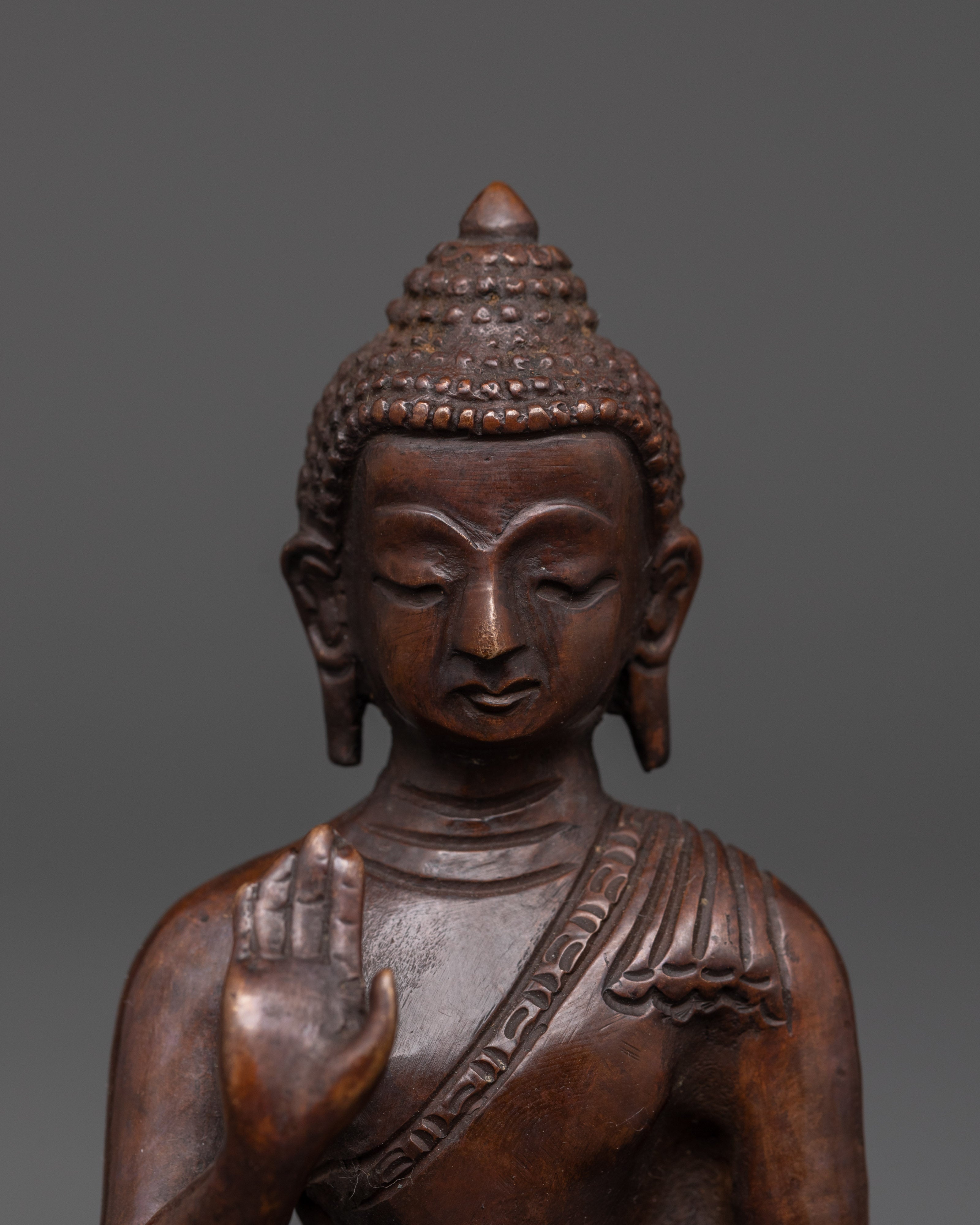 Oxidized Copper Buddha Set | Handcrafted Five Buddha Statues