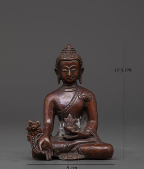Handcrafted Bhaisajyaguru Buddha Statue | Oxidized Copper Healing Buddha Figure