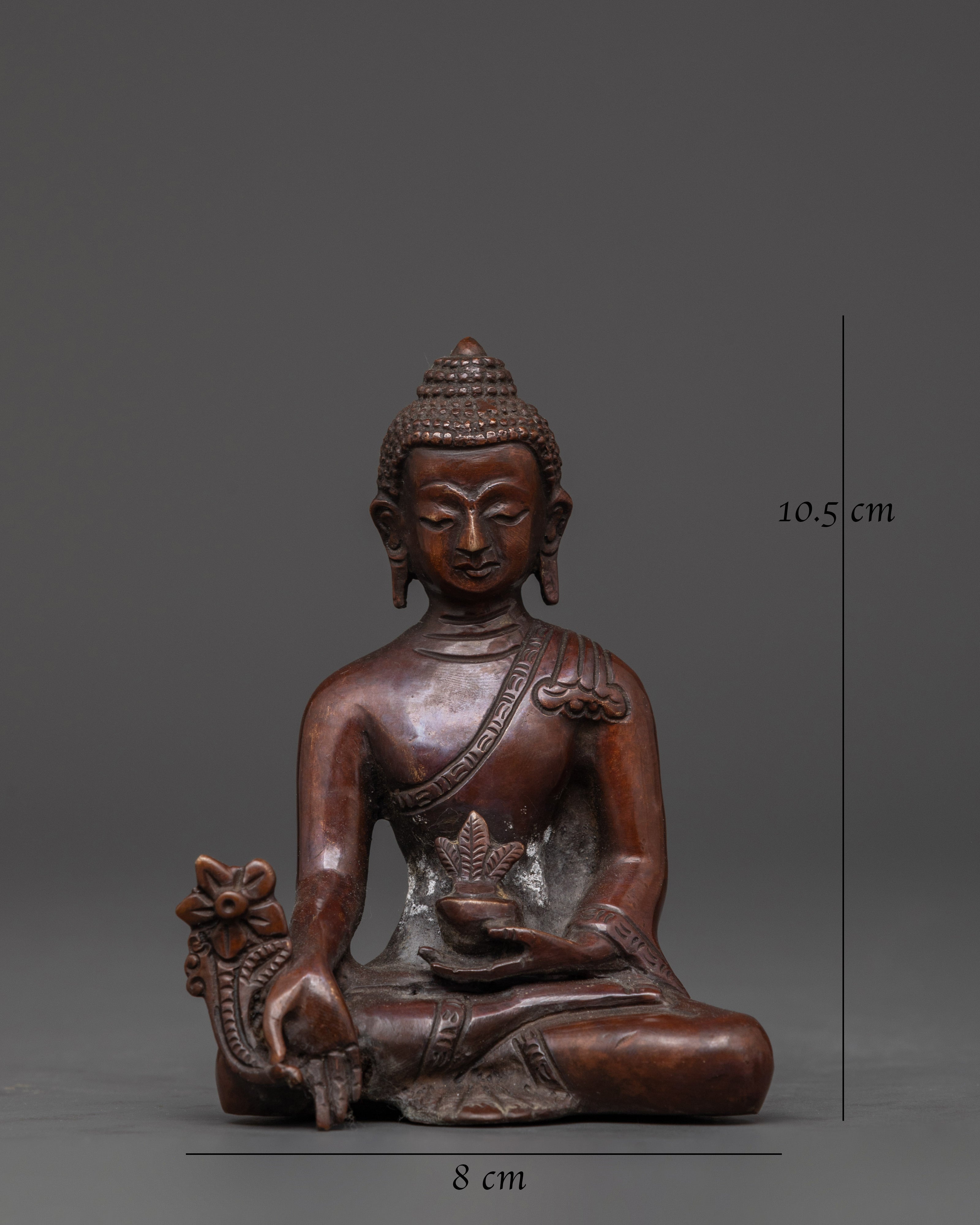 Handcrafted Bhaisajyaguru Buddha Statue | Oxidized Copper Healing Buddha Figure
