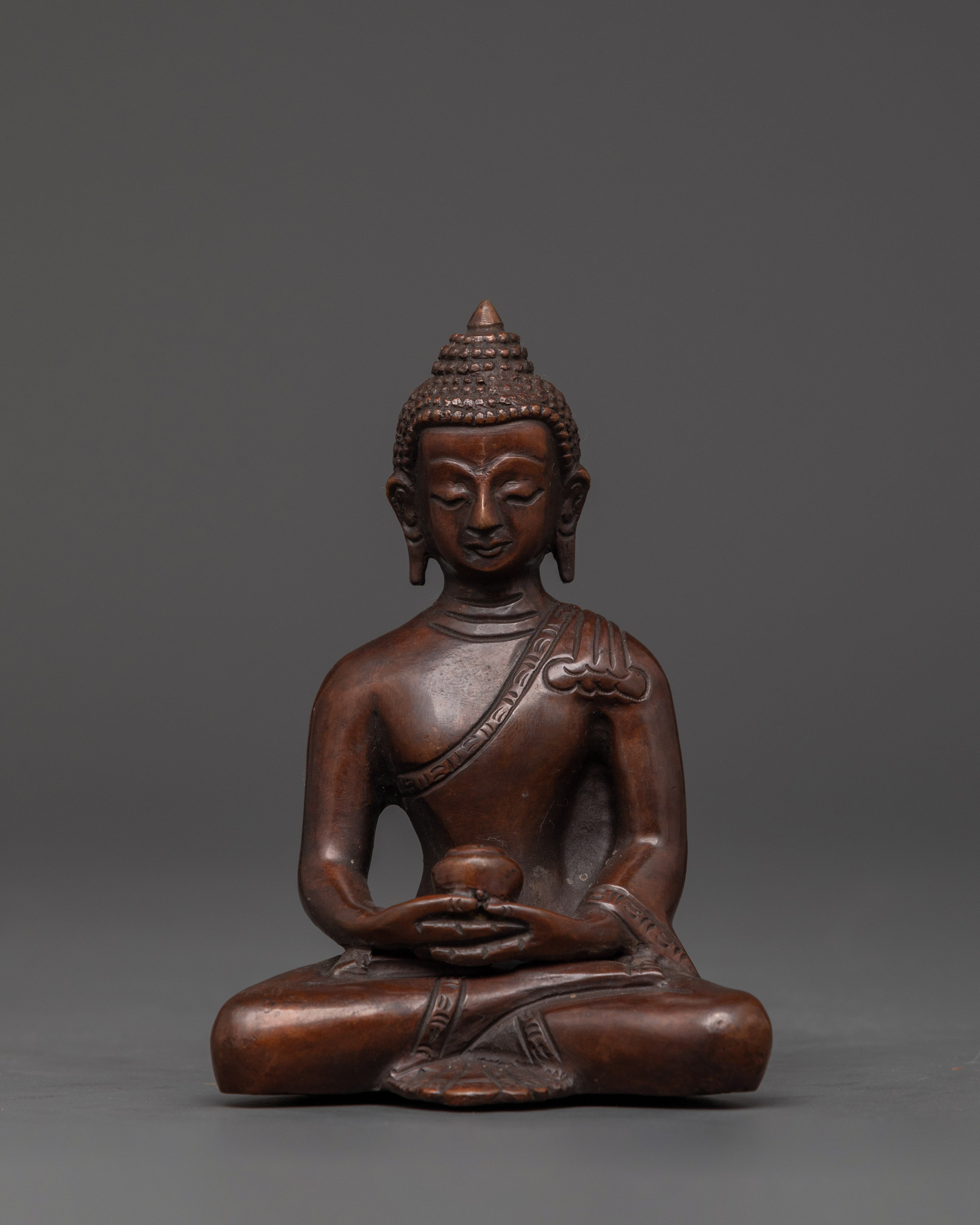 Oxidized Copper Buddha Set | Handcrafted Five Buddha Statues