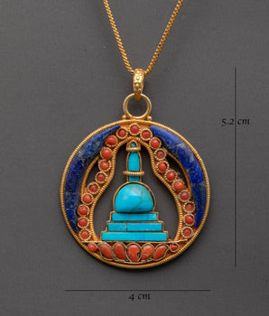 Silver Pendant With Coral, Turquoise and Lapis Lazuli | For Spiritual Energy