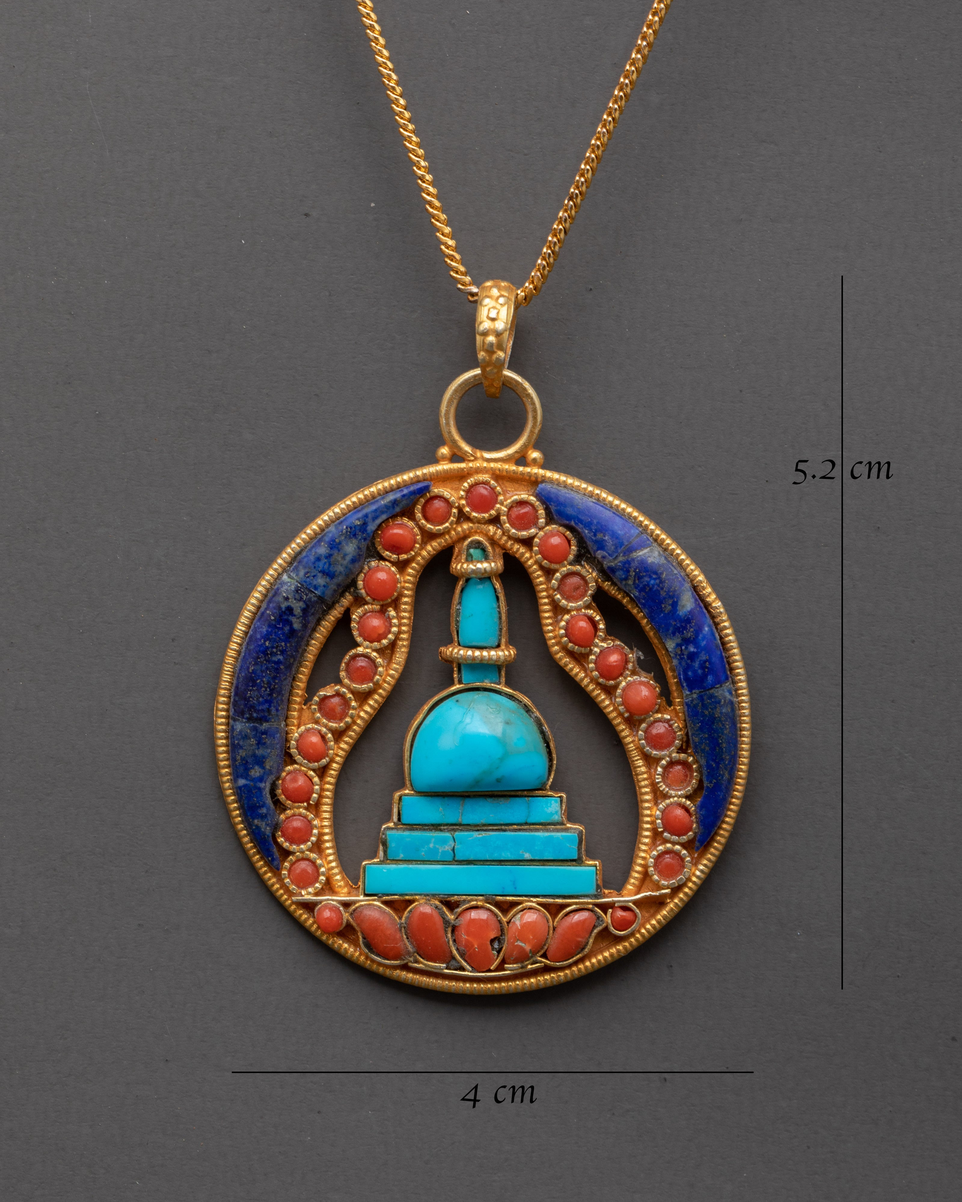 Silver Pendant With Coral, Turquoise and Lapis Lazuli | For Spiritual Energy