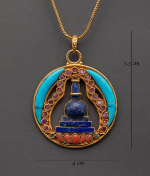 Stupa Design Locket | Tibetan Sterling Silver Spiritual Pendant
